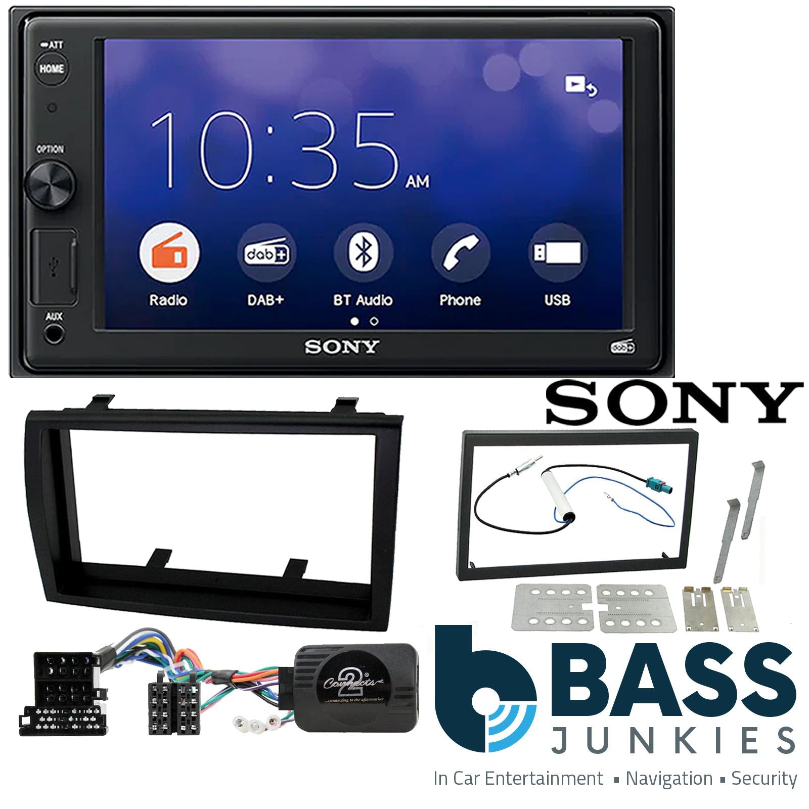 SONY 6.2" Screen Blutooth Double Din Stereo Fitting Kit + Steering Wheel Stalk Controls to fit Peugeot Boxer 2008-11