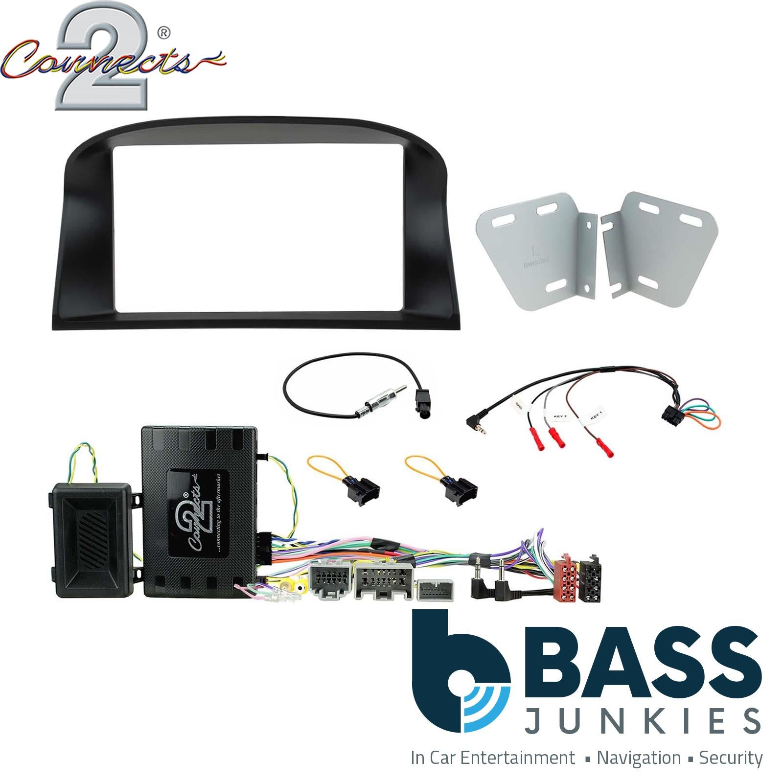 Connects2 CTKVL07L Double Din Steering Wheel ControlsFascia Panel|Aerial Adapter|Steering Wheel Controls Fitting Kit to fit Volvo V70 2012-16|XC70 2012-16