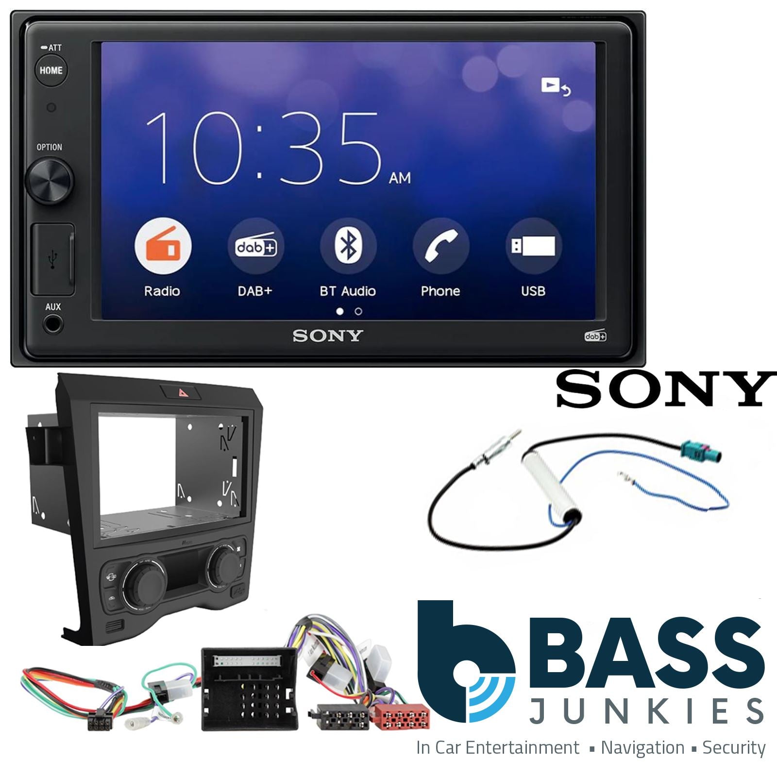 SONY XAV-1550D DAB+ Smart Bluetooth Car Radio + Stereo fitting kit + Steering Wheel Controls Loom for Holden Commodore 2006-2011