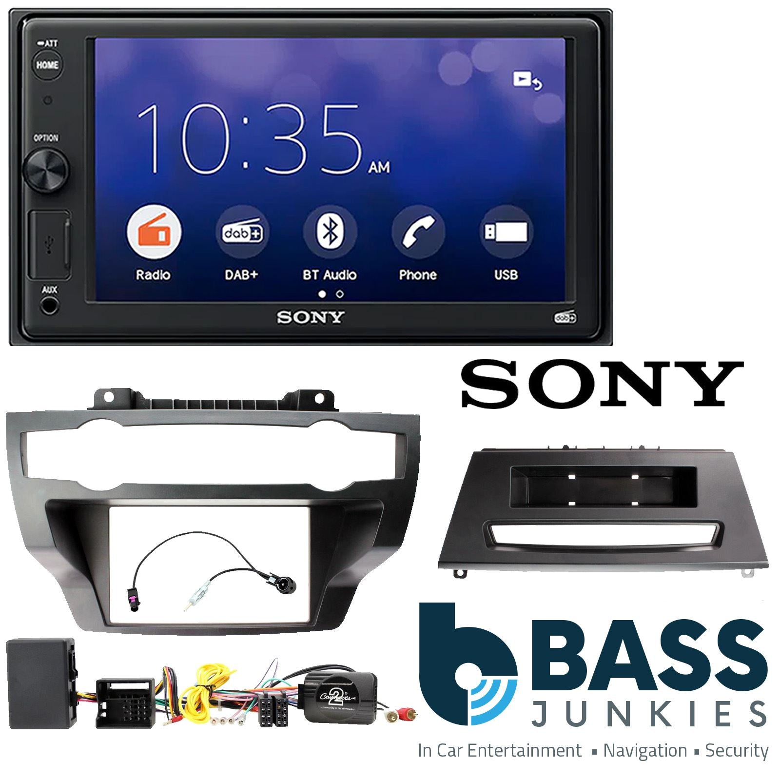 SONY XAV-1550D DAB+ Smart Bluetooth Car Radio + Stereo fitting kit + Steering Wheel Controls Loom for BMW X5 2007-2013 | BMW X6 2008-2014