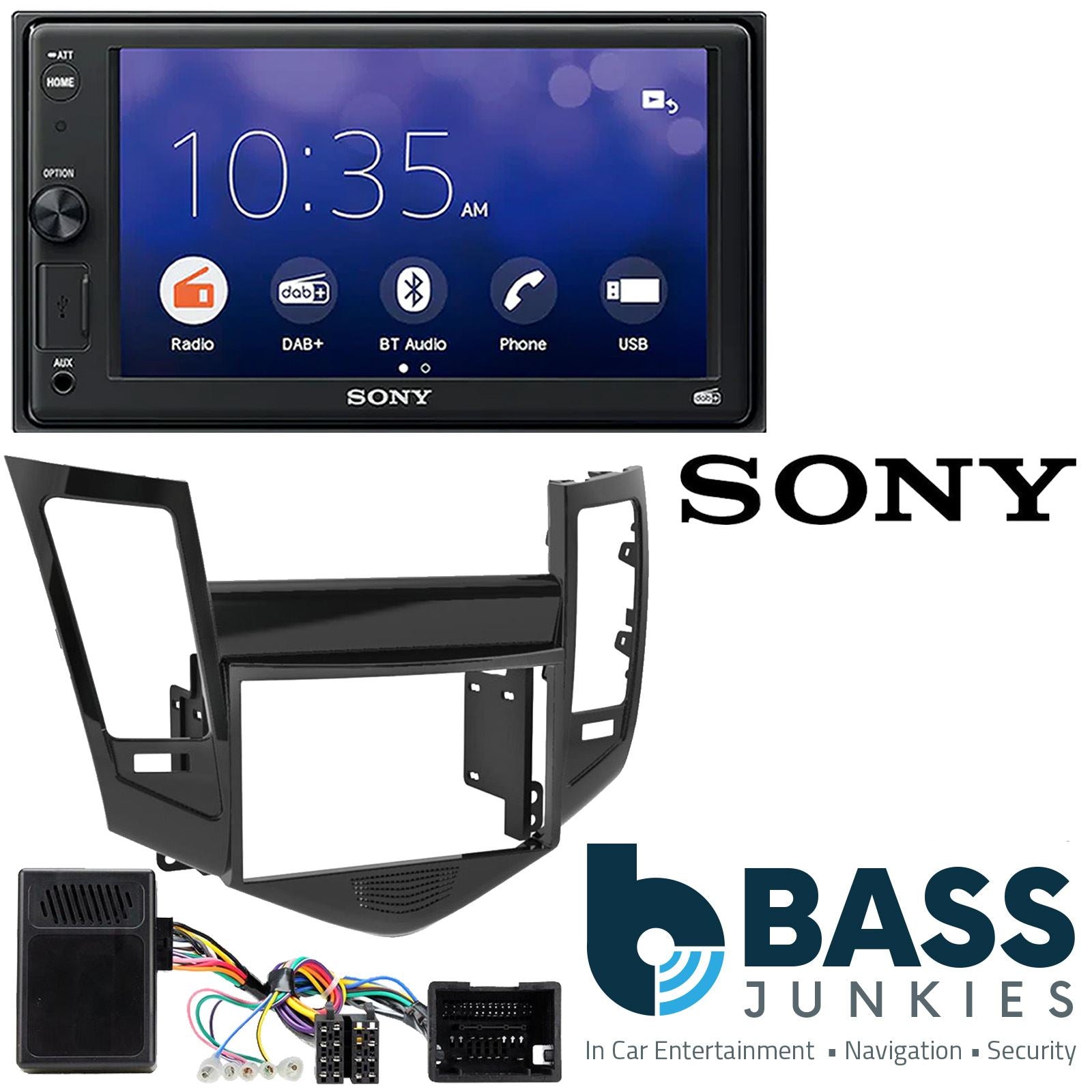 SONY XAV-1550D DAB+ Smart Bluetooth Car Radio + Stereo fitting kit + Steering Wheel Controls Loom for Chevrolet Cruze 2009-2012