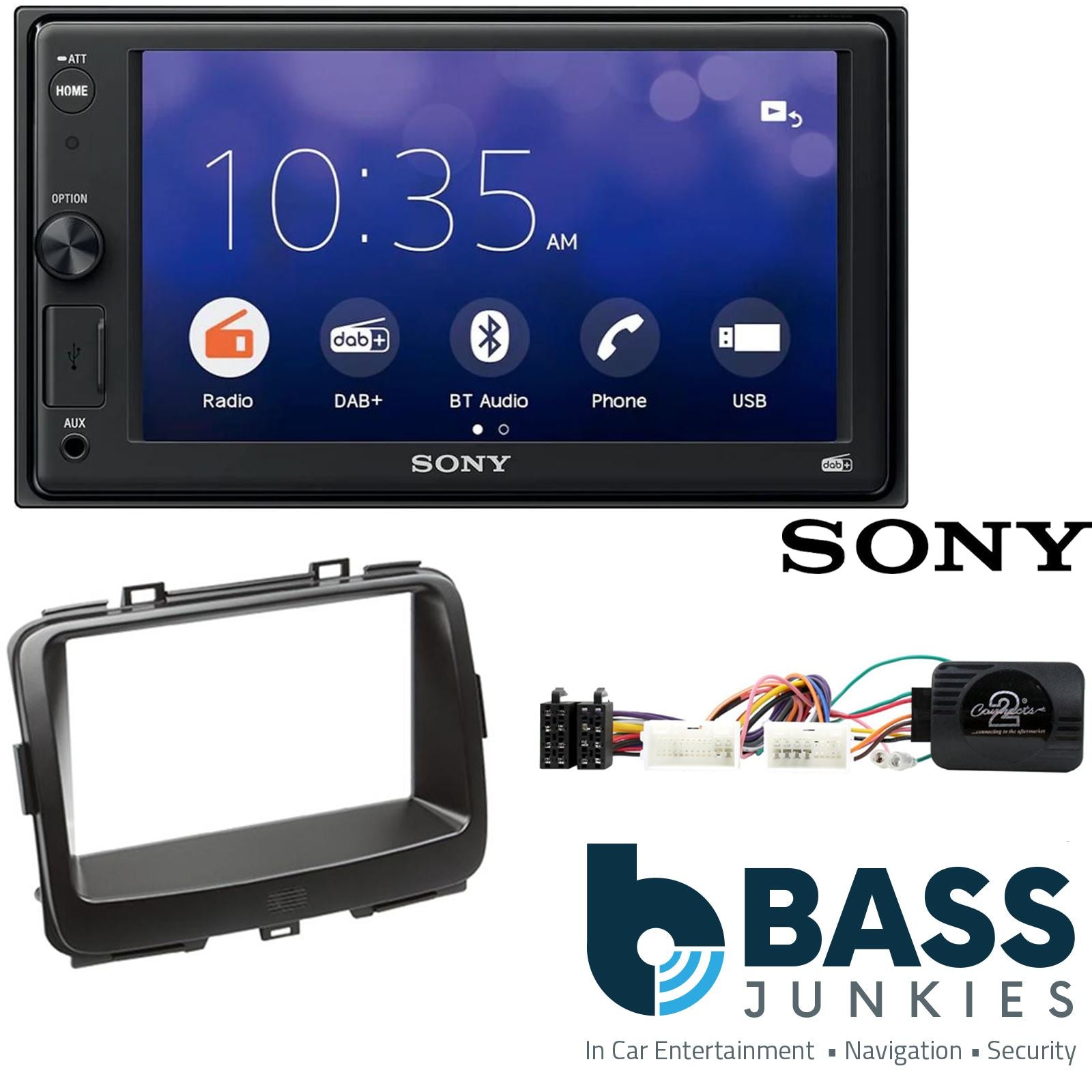 SONY XAV-1550D DAB+ Smart Bluetooth Car Radio + Stereo fitting kit + Steering Wheel Controls Loom for Kia Carens 2013-2019