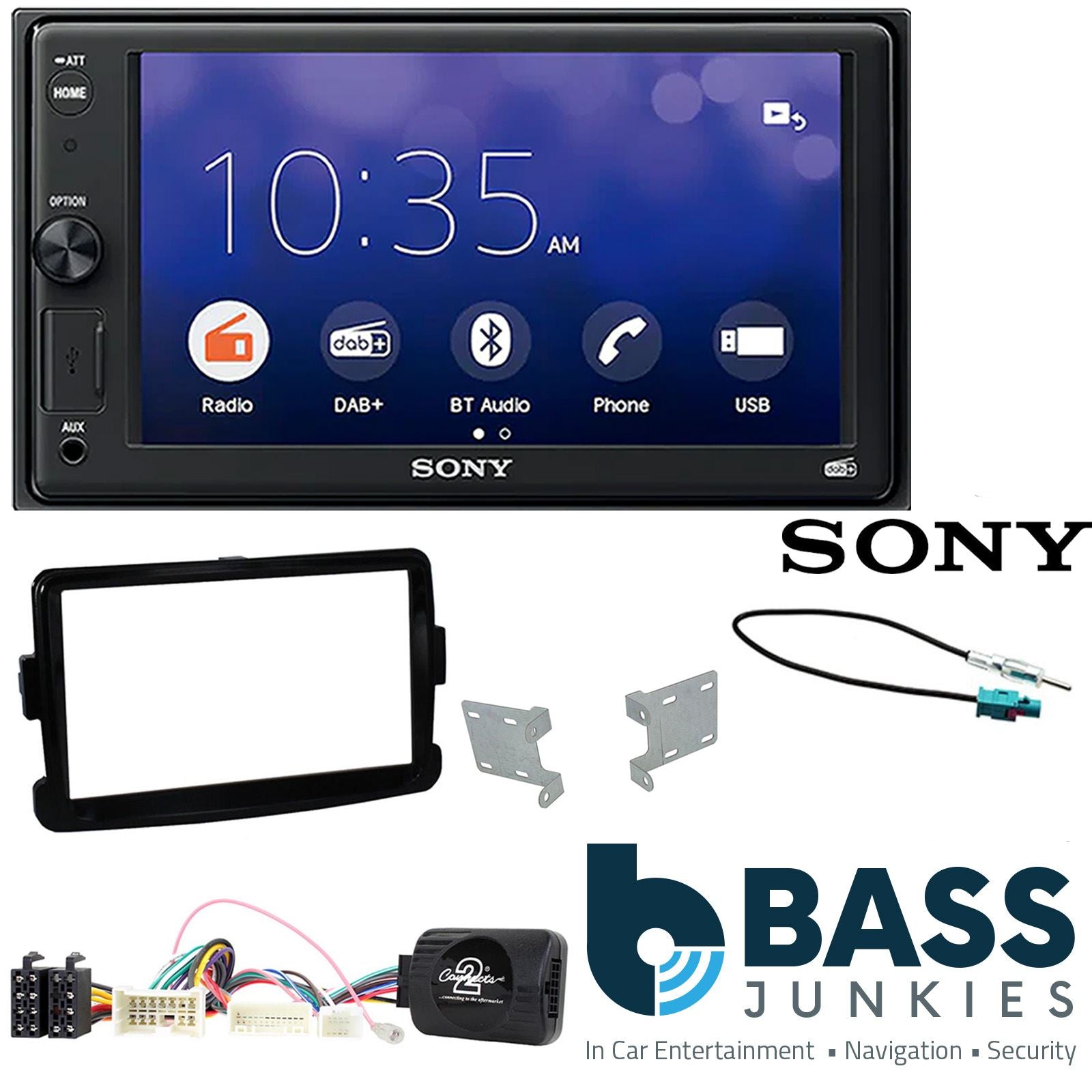 SONY XAV-1550D DAB+ Smart Bluetooth Car Radio + Stereo fitting kit + Steering Wheel Controls Loom for Dacia Duster 2012-2017 | Dacia Sandero 2012-2016