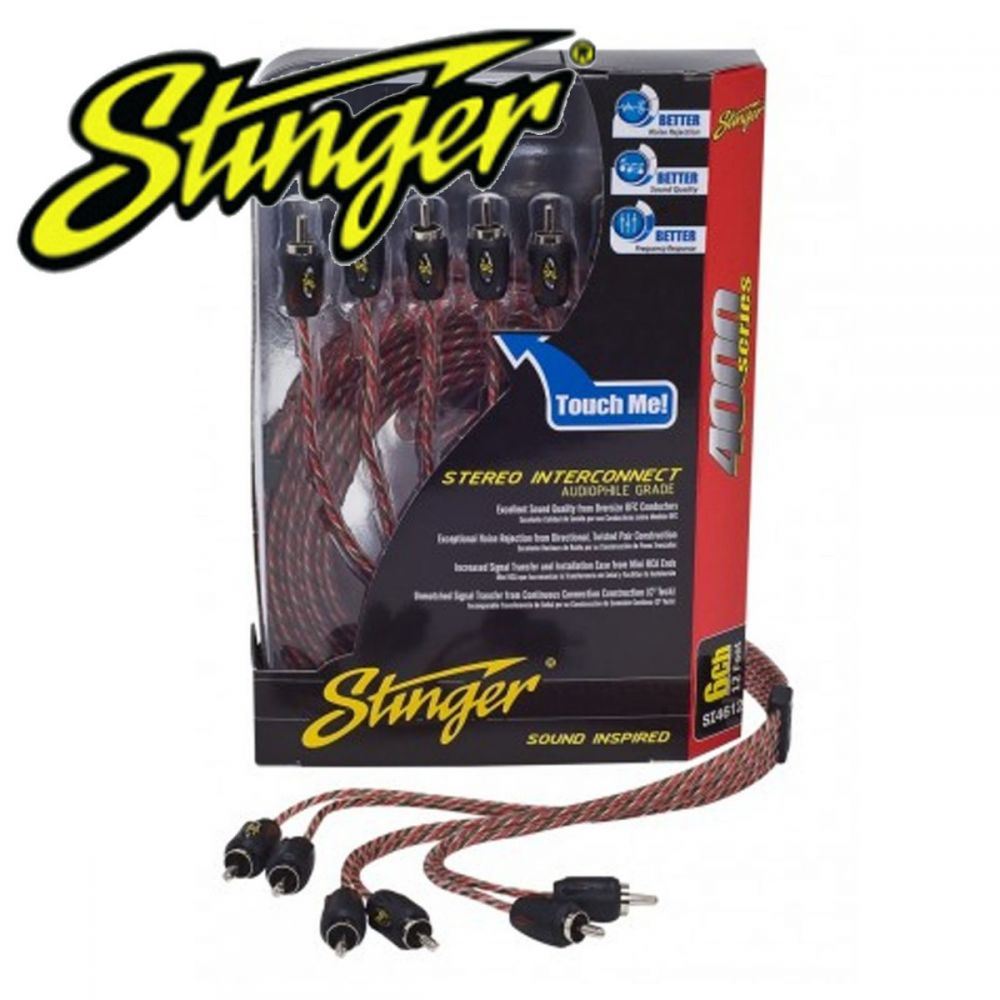 Stinger SI4617 - 4000 Series 5.18 Metre 17Ft 6 Channel Car Stereo Directional Twisted RCA Phono Cable