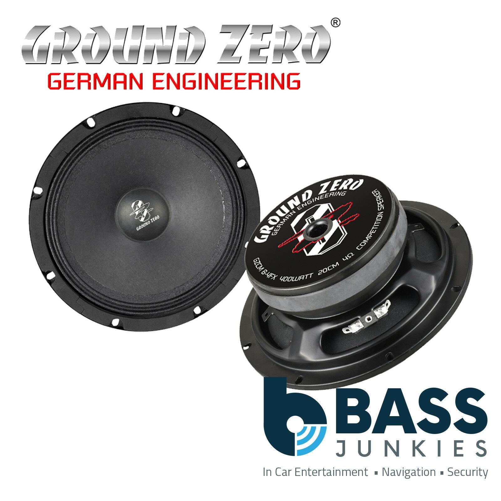 Ground Zero GZCM 8-4FX - 8" Inch 20 cm 100 WRMS 4 Ohm Flat Midwoofer Speaker - Single