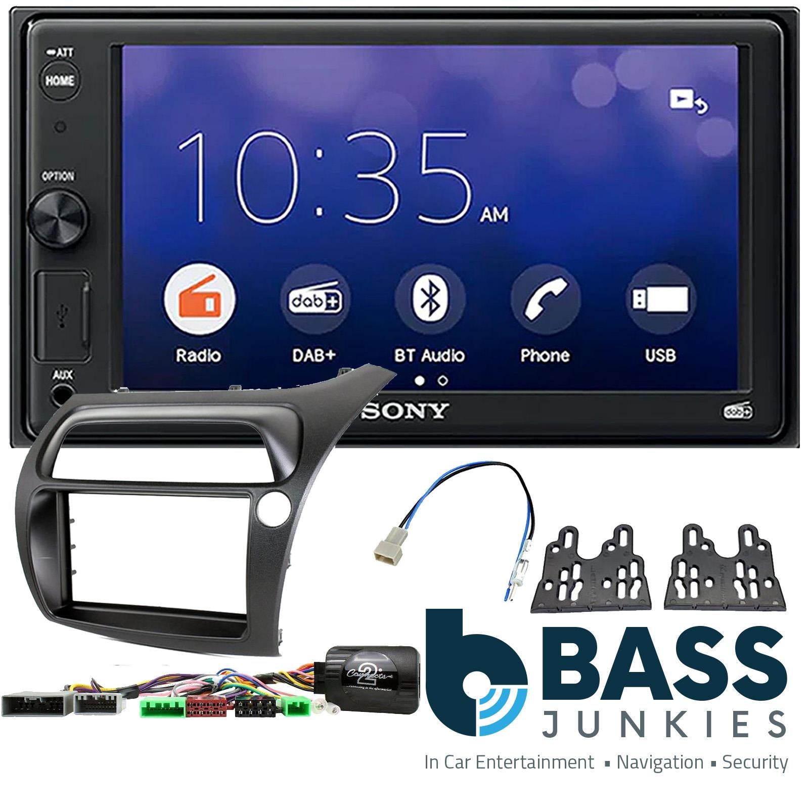 SONY XAV-1550D DAB+ Smart Bluetooth Car Radio + Stereo fitting kit + Steering Wheel Controls Loom Honda Civic 2006-2011