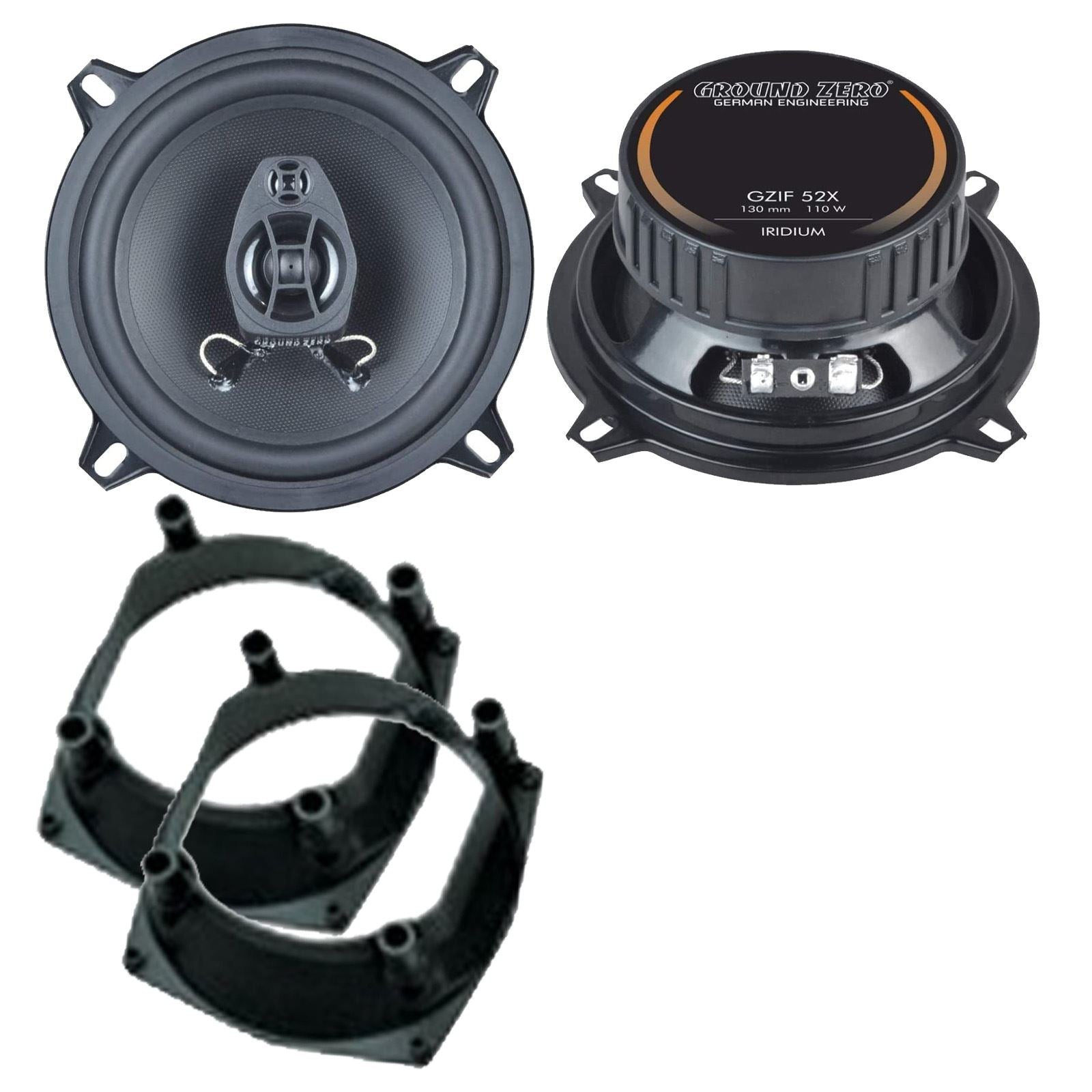 Ground Zero 2-Way 130mm/13cm/5.25" Car Coaxial Speakers (Pair Max 220 Watts) Fits Renault Clio 1990-98