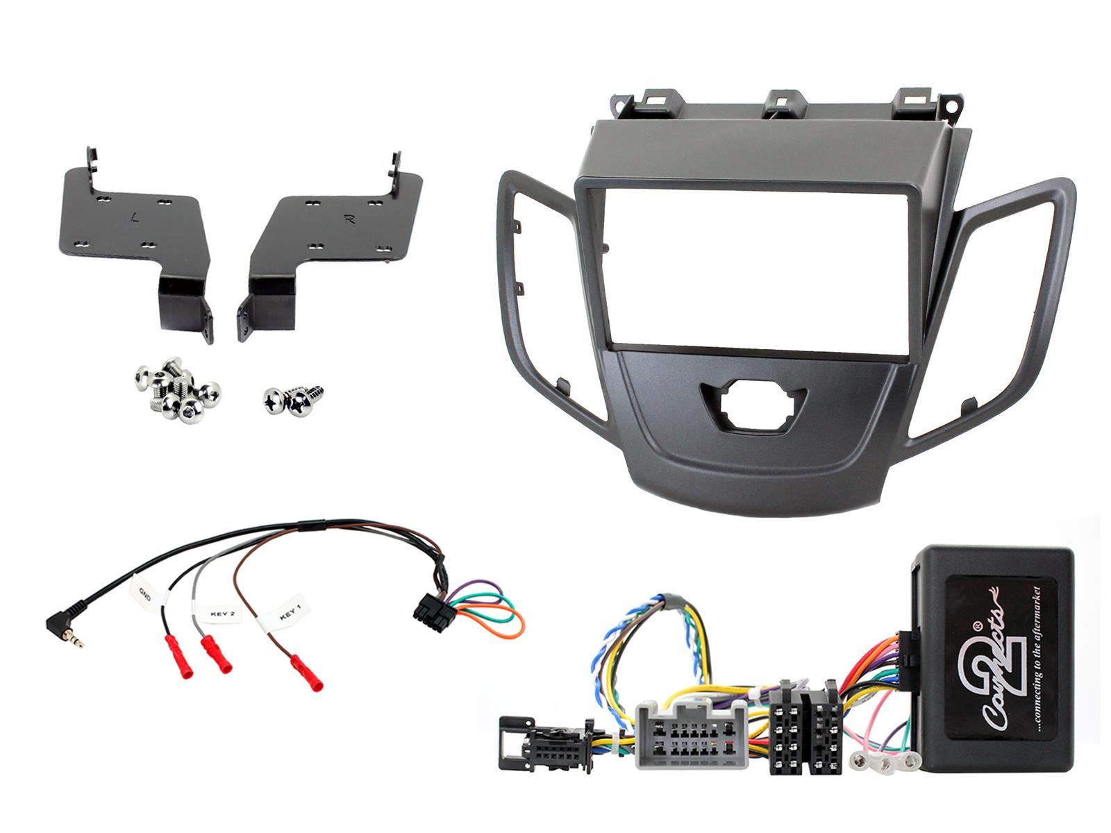 Grundig 6.8" Apple Android Double Din Stereo Fitting Kit + Steering Wheel Stalk Controls to fit Ford Fiesta 2008-12