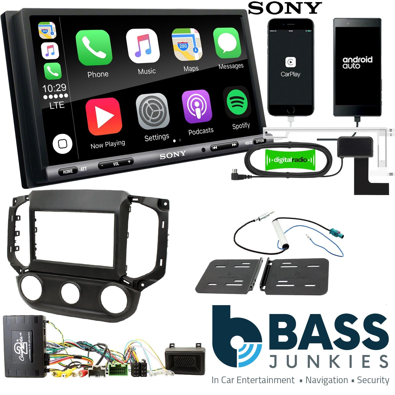 SONY DAB+ Apple | Android Double Din Stereo Fitting Kit + Steering Wheel Stalk Controls to fit Chevrolet S-10 2016-21 | Chevrolet Colorado 2016-20