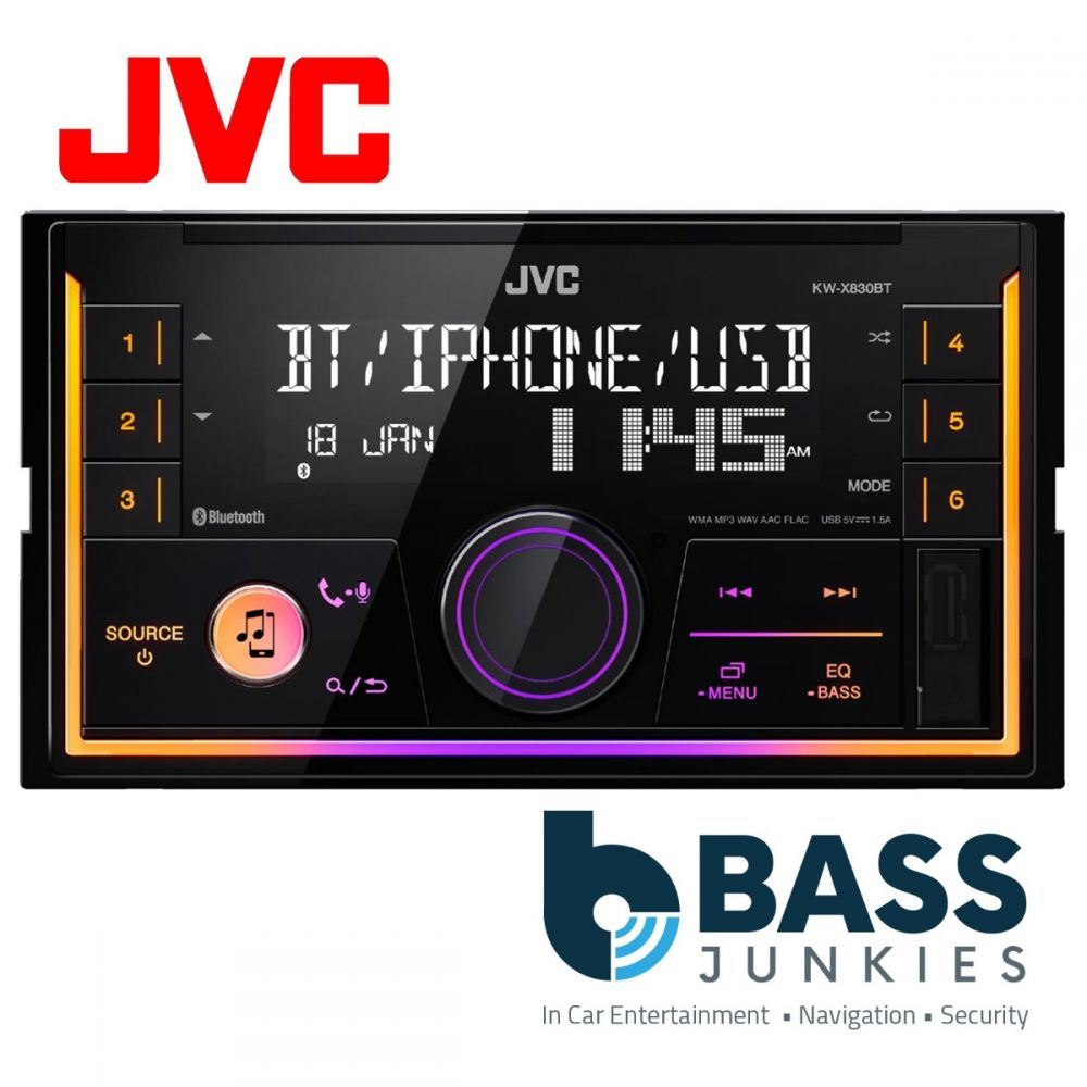 JVC KW-X830BT - Mechless Double Din Bluetooth USB MP3 AUX iPhone Car Stereo Player