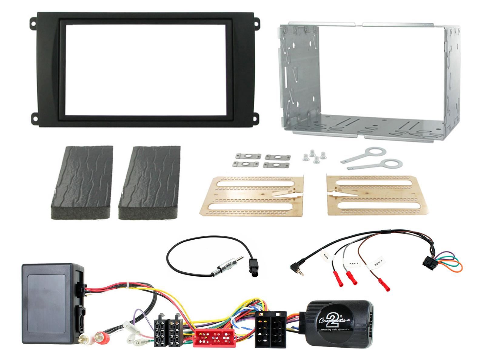 Grundig 6.8" Apple Android Double Din Stereo Fitting Kit + Steering Wheel Stalk Controls to fit Porsche Cayenne 2002-07