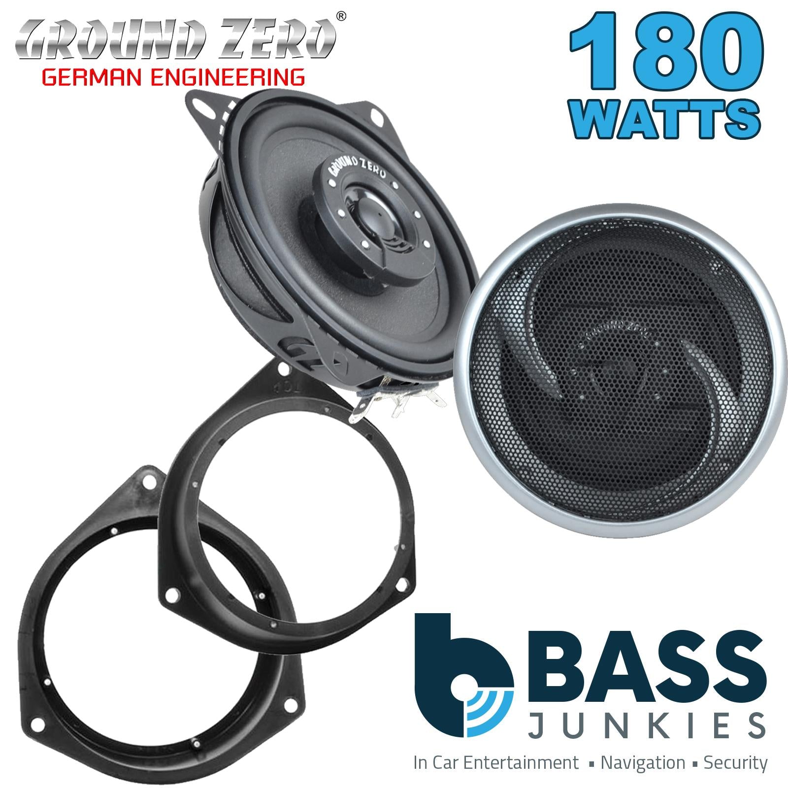 Ground Zero GZIF 4001FX 100mm/10cm/4" 2-Way Coaxial Car speakers (Per Pair Max 180|100 watts RMS) Fits Fiat Qubo 2008-18 | Fiorino 08-21
