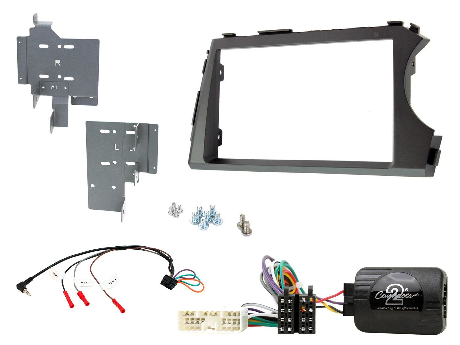 Grundig 6.8" Apple Android Double Din Stereo Fitting Kit + Steering Wheel Stalk Controls to fit SsangYong Korando-Sport 10-13