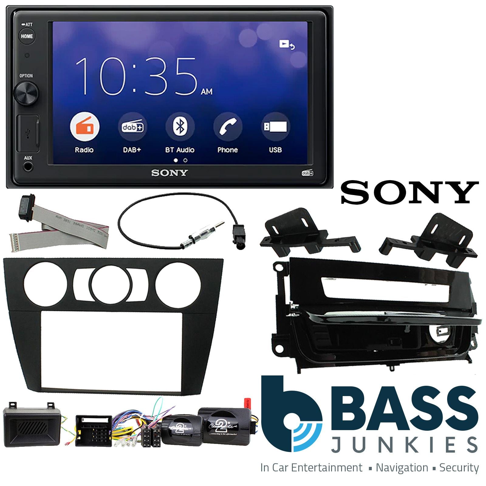 SONY XAV-1550D DAB+ Smart Bluetooth Car Radio + Stereo fitting kit + Steering Wheel Controls Loom for BMW 3-Series E90, 2005-2012 | E91, 2005-2012 | E92, 2005-2012 | E93, 2005-2012