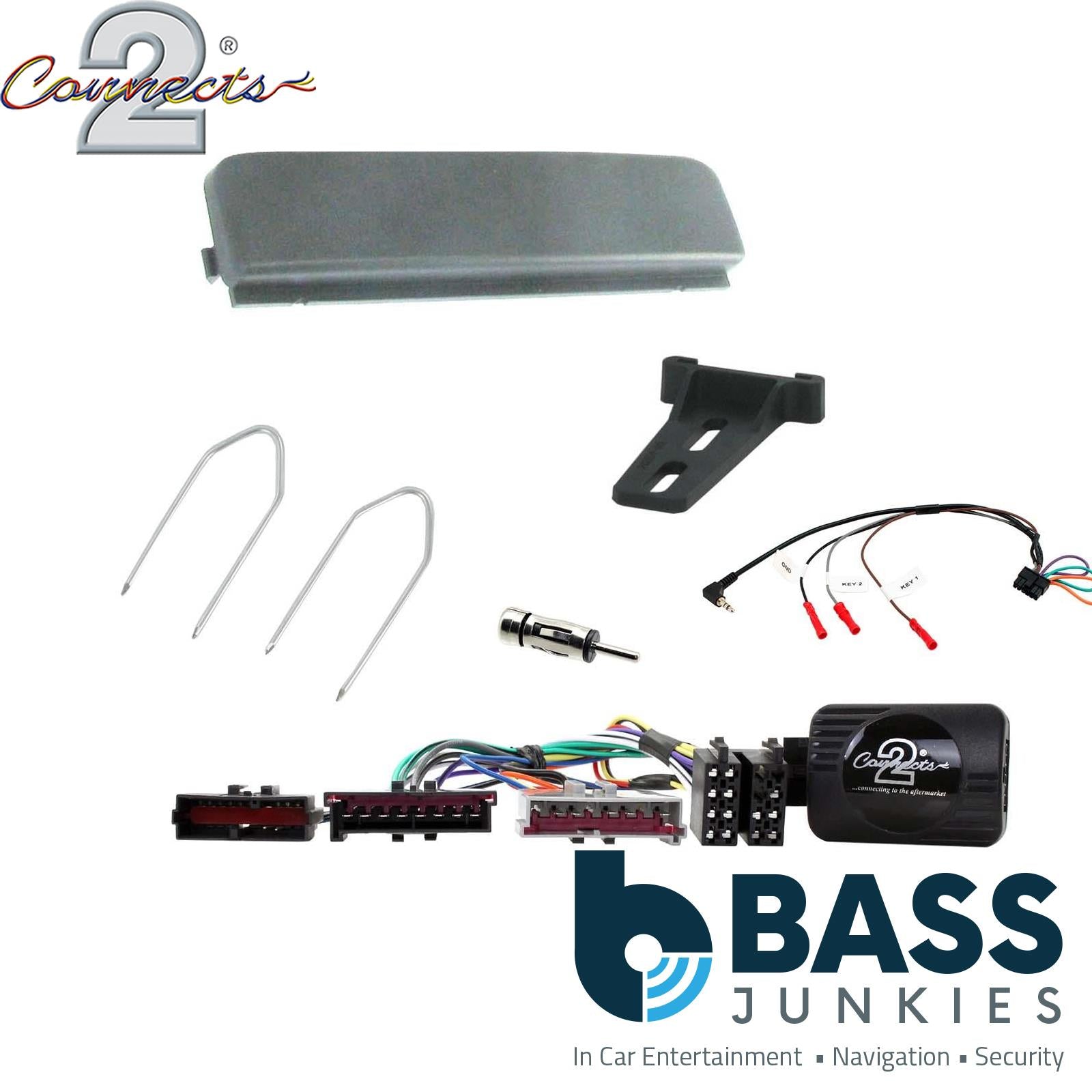 Single Din Stereo Fitting Kit + Steering Wheel Stalk Controls to fit Ford Cougar 1998-2002 | Ford Fiesta 1995-2001 | Ford Focus 1998-2004 | Ford Galaxy 2000-2006 | Ford Puma 1997-2002
