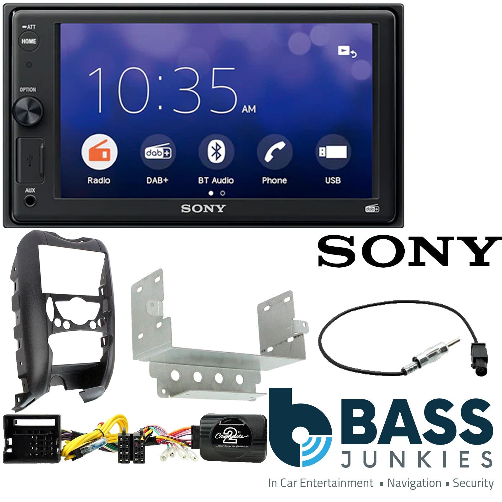 SONY XAV-1550D DAB+ Smart Bluetooth Car Radio + Stereo fitting kit + Steering Wheel Controls Loom for BMW Mini R55, 2006-2013 | BMW Mini R56, 2006-2013 | BMW Mini R57, 2006-2013