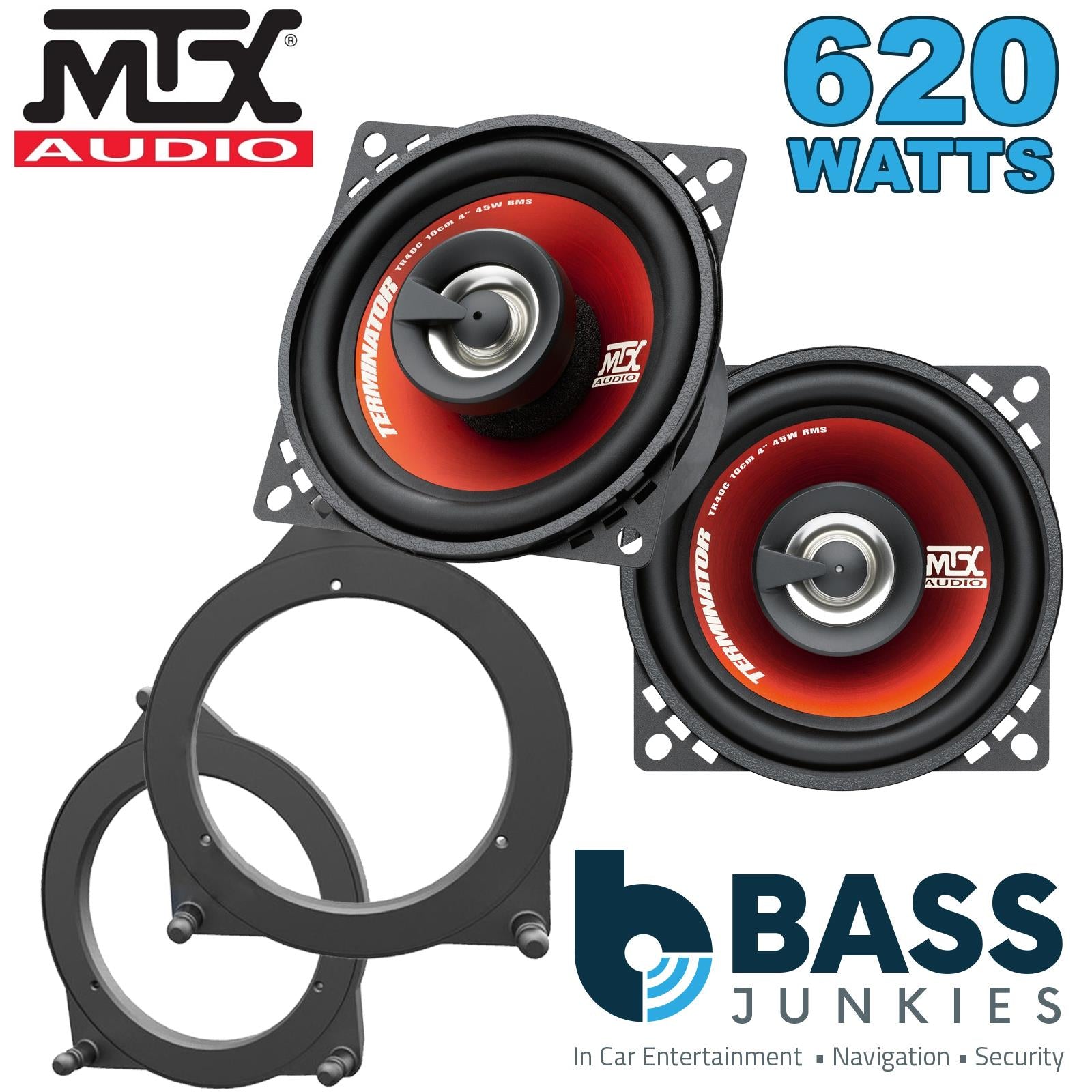MTX TR40C 100mm/10cm/4" 2-Way Coaxial Car speakers (Per Pair Max 620|90 watts RMS) Fits Mercedes C-Class 2015-21