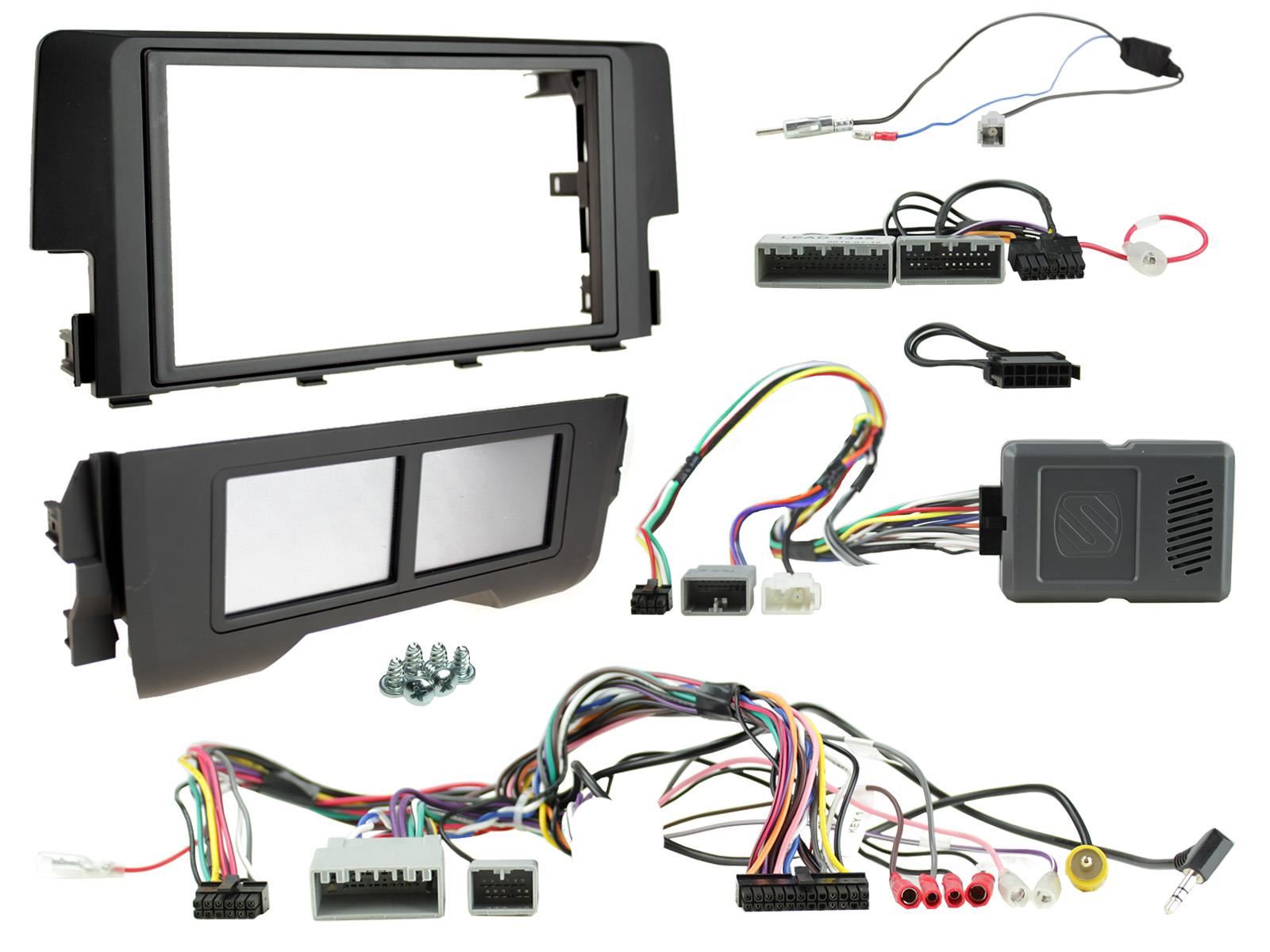 Connects2 Double Din Stereo fitting kit for Honda Civic 2016-2021 Vehicle Specific Stereo Screen Steering Controls Fitting Kit
