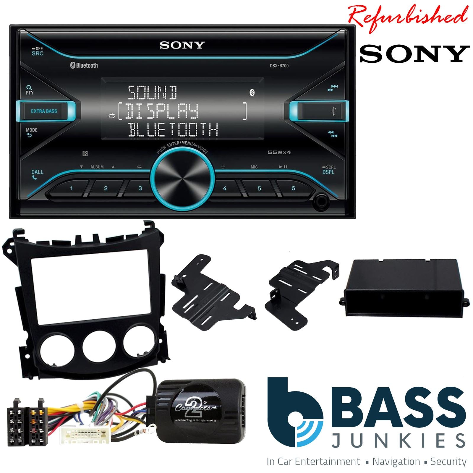 Sony DSX-B700 Bluetooth MP3 USB AUX 4 x 55W Double Din Car Stereo Radio Player + Connects2 Single & Double Din + Steering Wheel Controls fits Nissan 370Z 2009-12