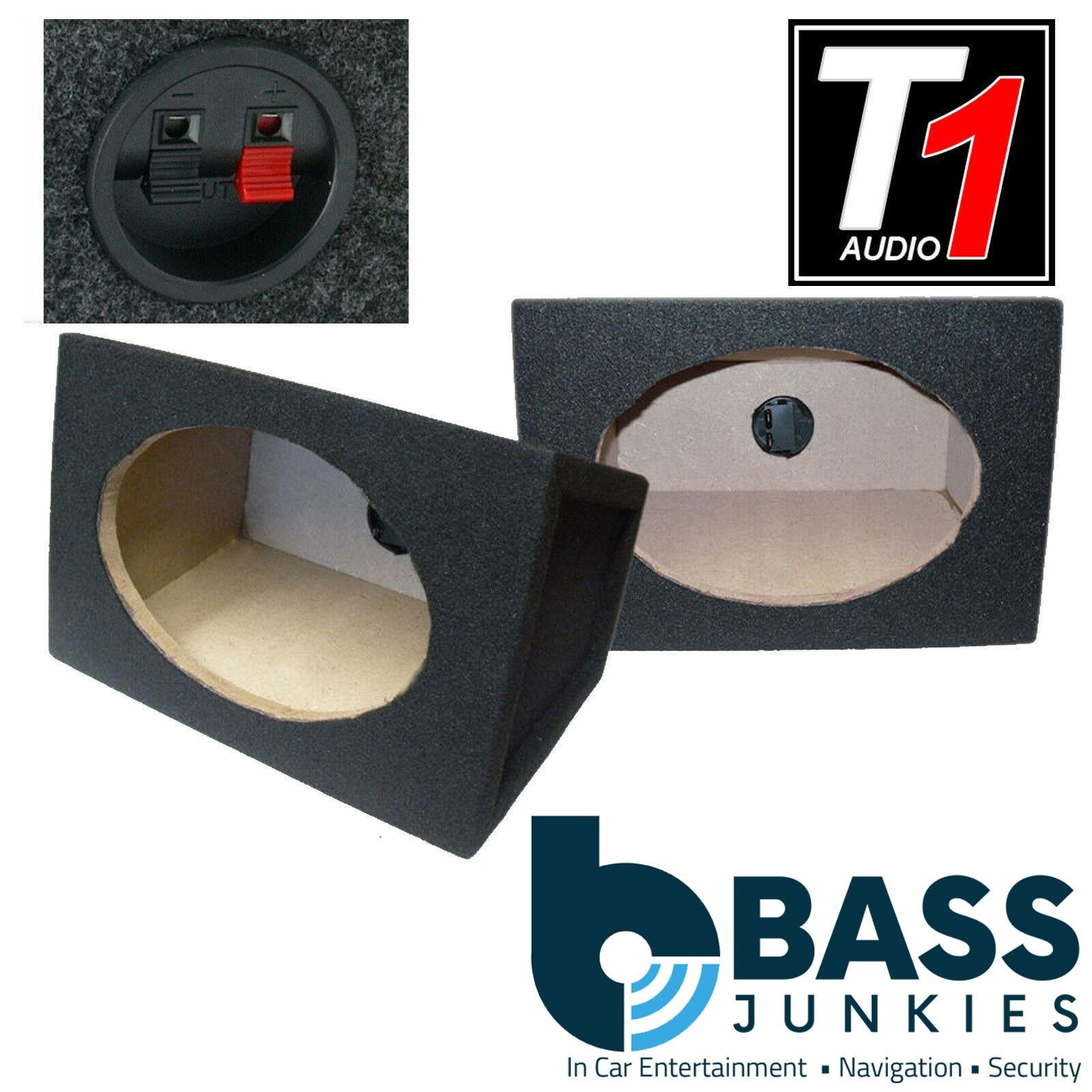 T1 Audio Pair of 6x9 6 x 9 Car Speaker MDF Bass Box Enclosure (BLACK Carpet)