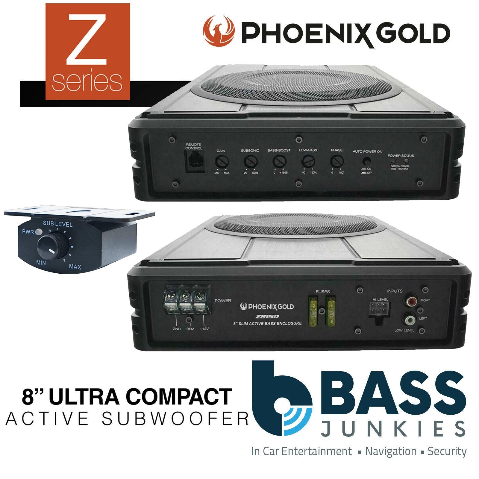 Phoenix Gold - Z8150V2 8" Inch 300 Watts Underseat Amplified Car Subwoofer