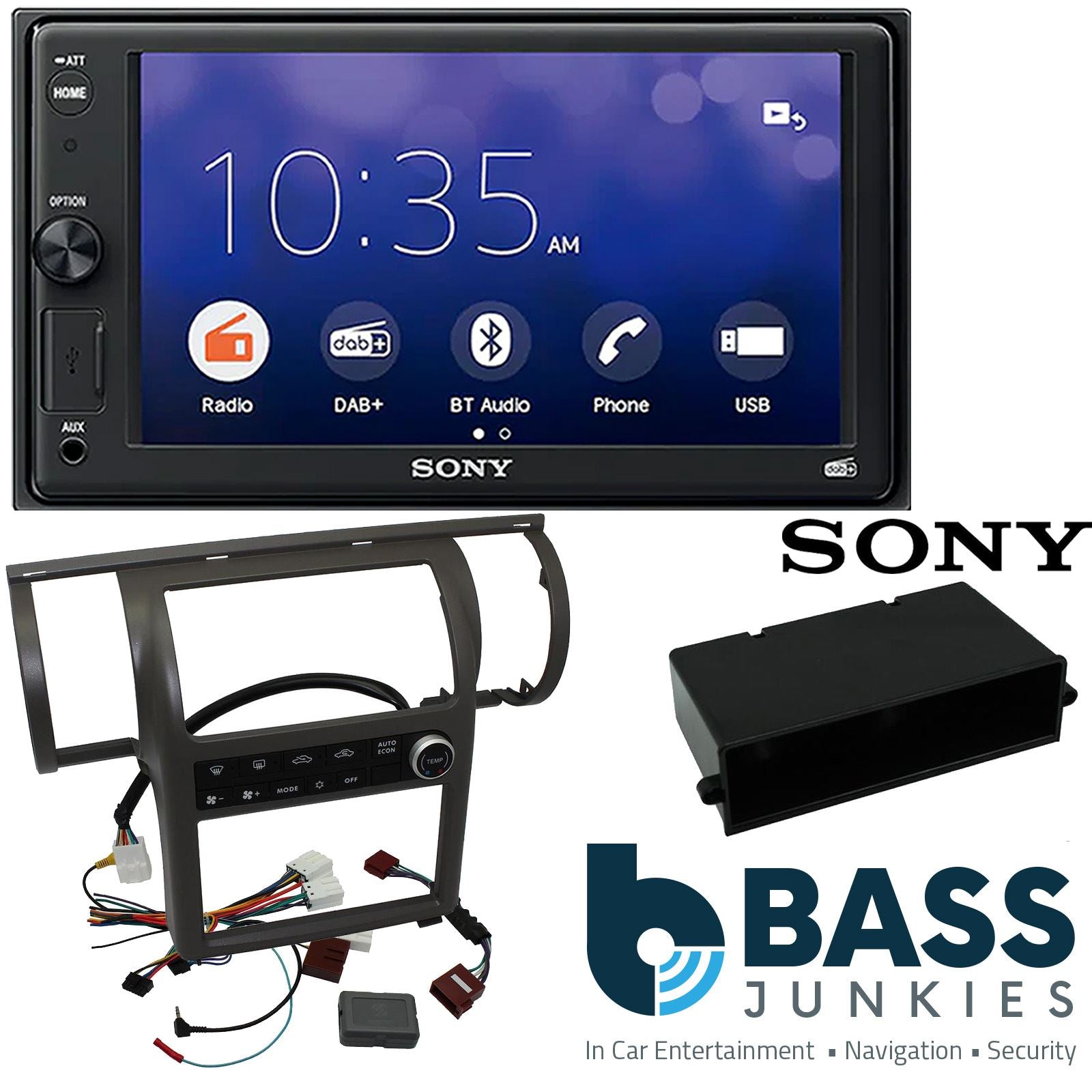 SONY XAV-1550D DAB+ Smart Bluetooth Car Radio + Stereo fitting kit + Steering Wheel Controls Loom for Nissan Skyline 2003-2004 | Infiniti G35 2003-2004