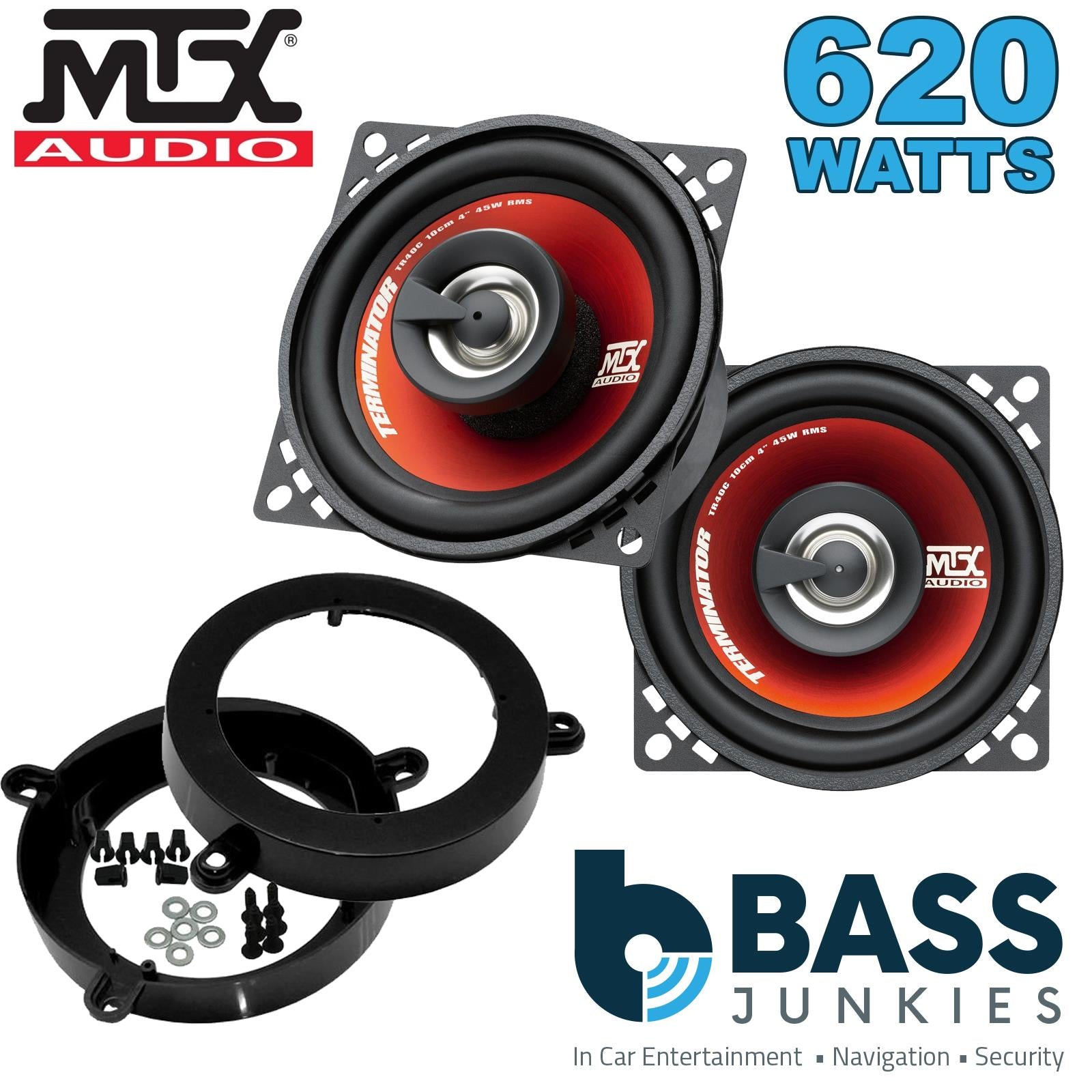 MTX TR40C 100mm/10cm/4" 2-Way Coaxial Car speakers (Per Pair Max 620|90 watts RMS) Fits Mercedes C-Class 2000-07