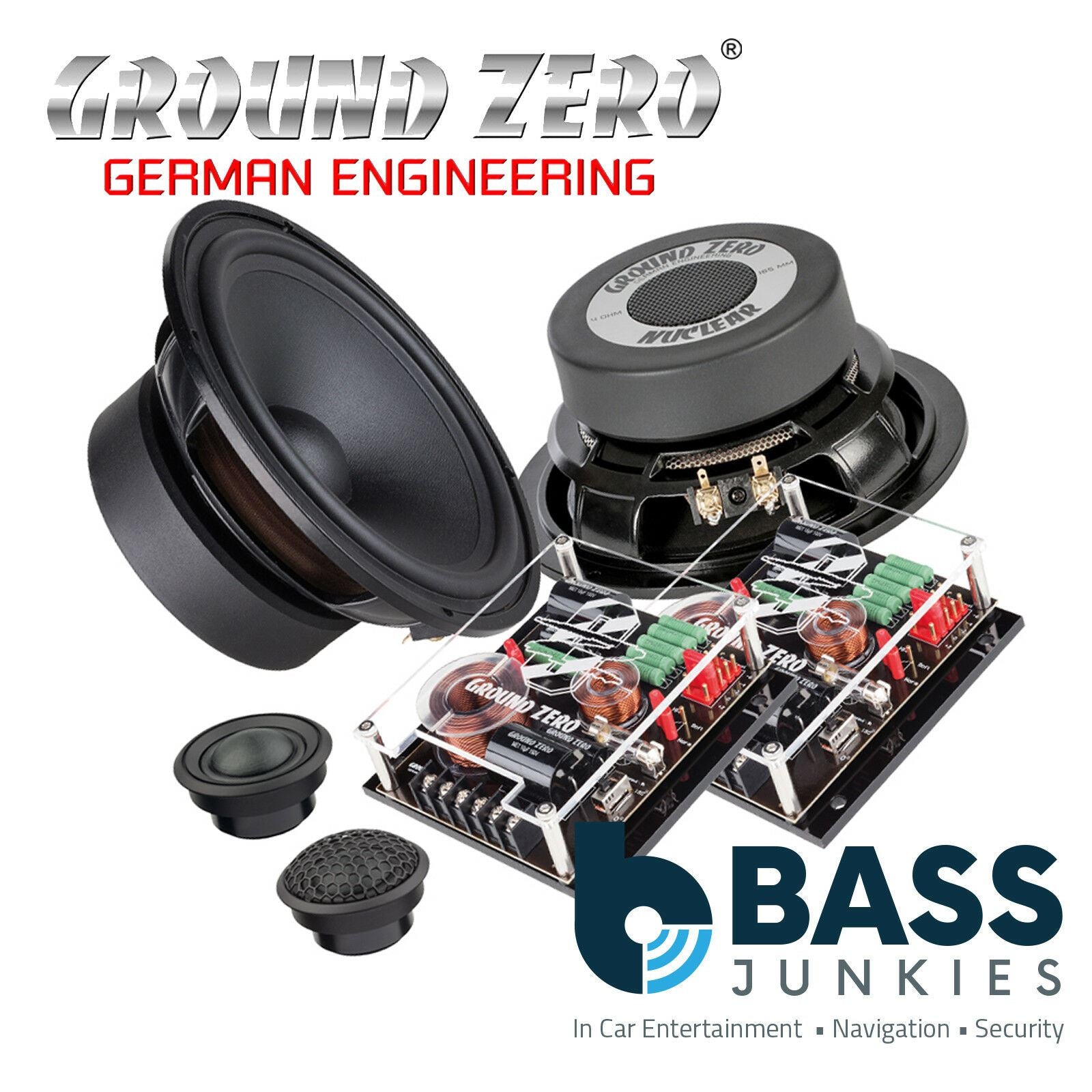 Ground Zero GZNC 1650SQ - 6.5" Inch 16.5cm 250 Watts 4-Ohm 2-Way Component Car Speaker Set