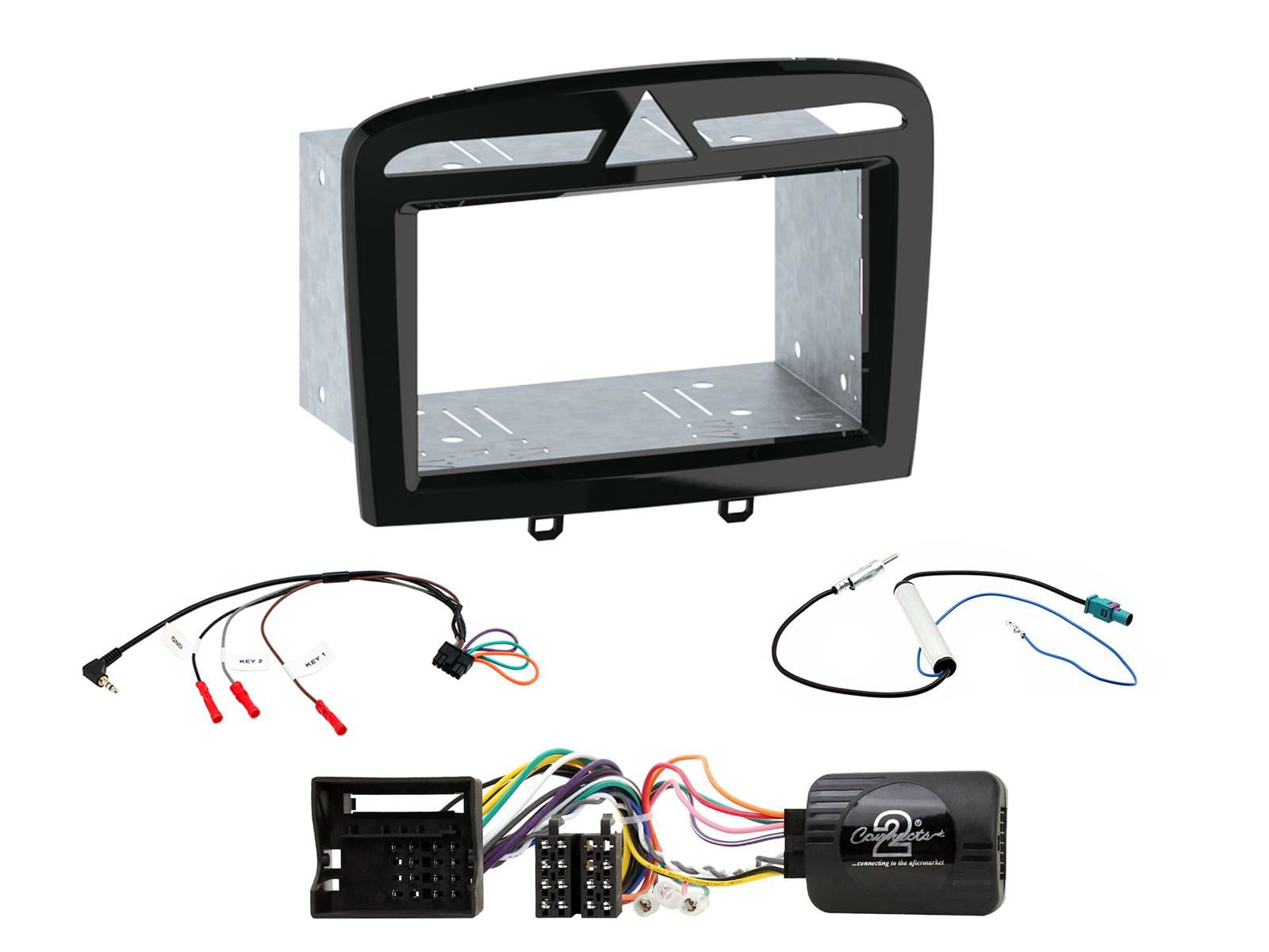 Grundig 6.8" Apple Android Double Din Stereo Fitting Kit + Steering Wheel Stalk Controls to fit Peugeot 308 2007-13