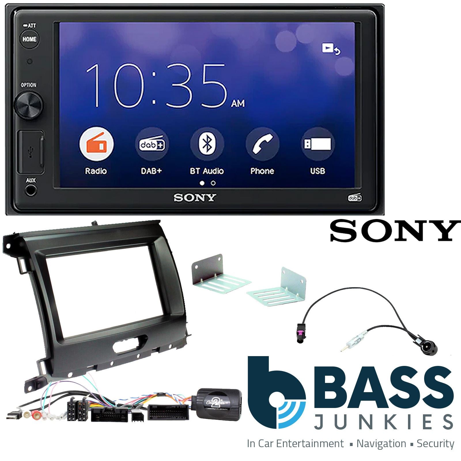 SONY XAV-1550D DAB+ Smart Bluetooth Car Radio + Stereo fitting kit + Steering Wheel Controls Loom for Ford Ranger 2016-2020