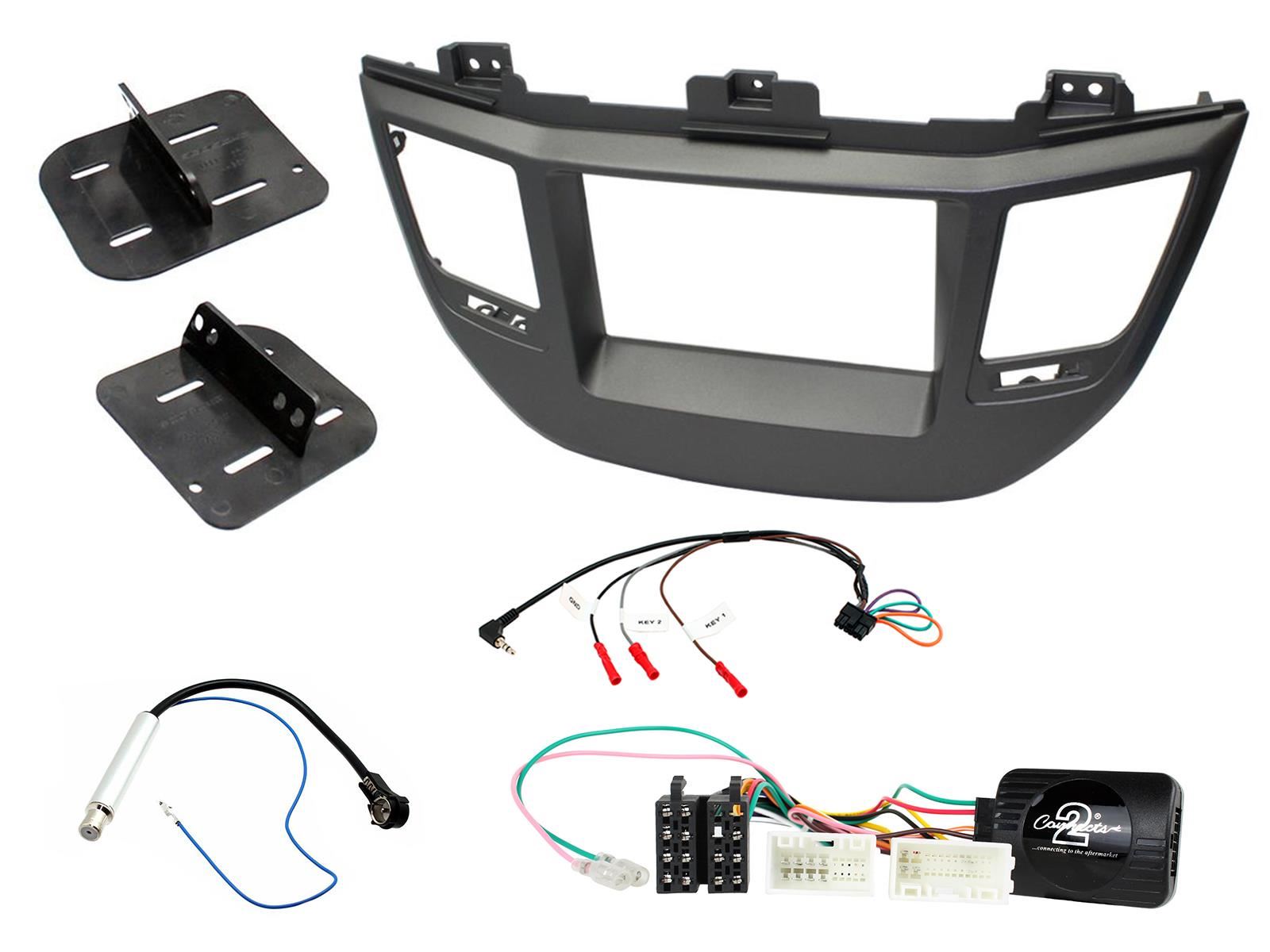 Grundig 6.8" Apple Android Double Din Stereo Fitting Kit + Steering Wheel Stalk Controls to fit Hyundai Tucson 2015-
