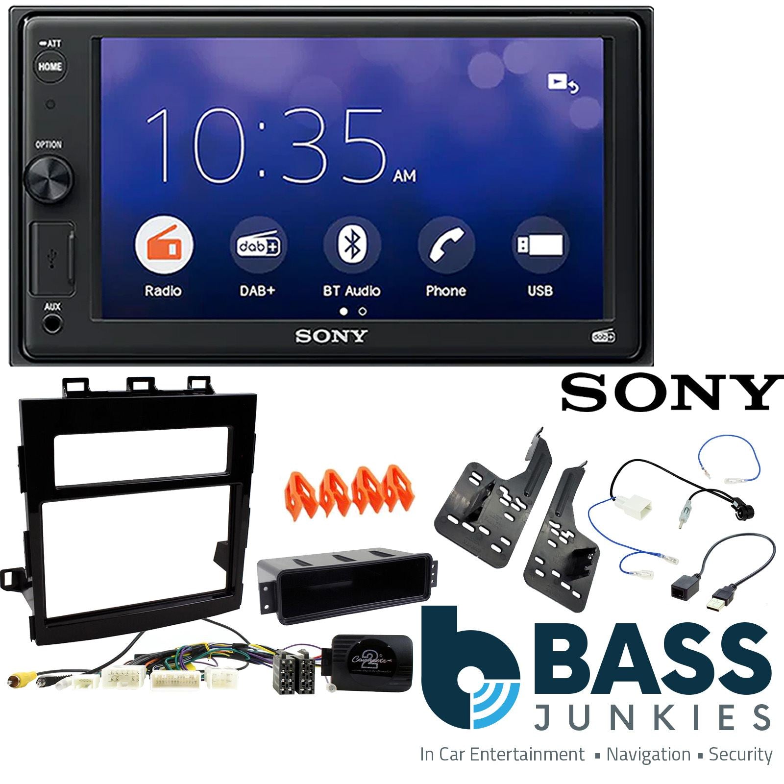 SONY XAV-1550D DAB+ Smart Bluetooth Car Radio + Stereo fitting kit + Steering Wheel Controls Loom for Subaru Impreza 2016-2021