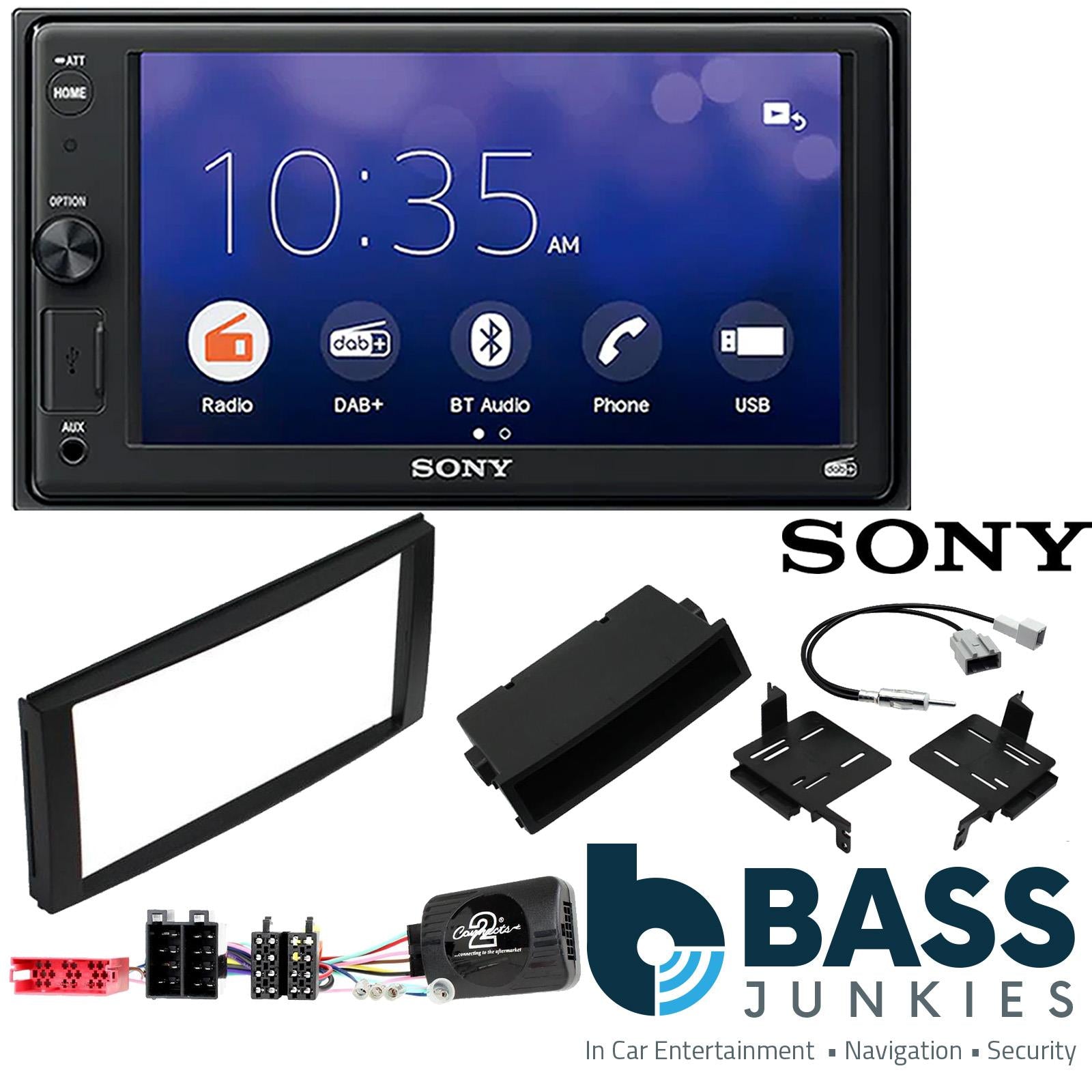 SONY XAV-1550D DAB+ Smart Bluetooth Car Radio + Stereo fitting kit + Steering Wheel Controls Loom Hyundai Santa-Fe Vehicles 2010-2012