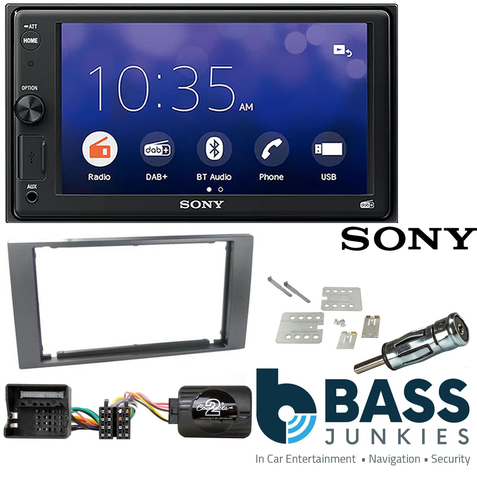 SONY XAV-1550D DAB+ Smart Bluetooth Car Radio + Stereo fitting kit + Steering Wheel Controls Loom for Ford C-Max 2003-2010 | Ford Focus 2004-2007 | Ford Fiesta 2005-2008
