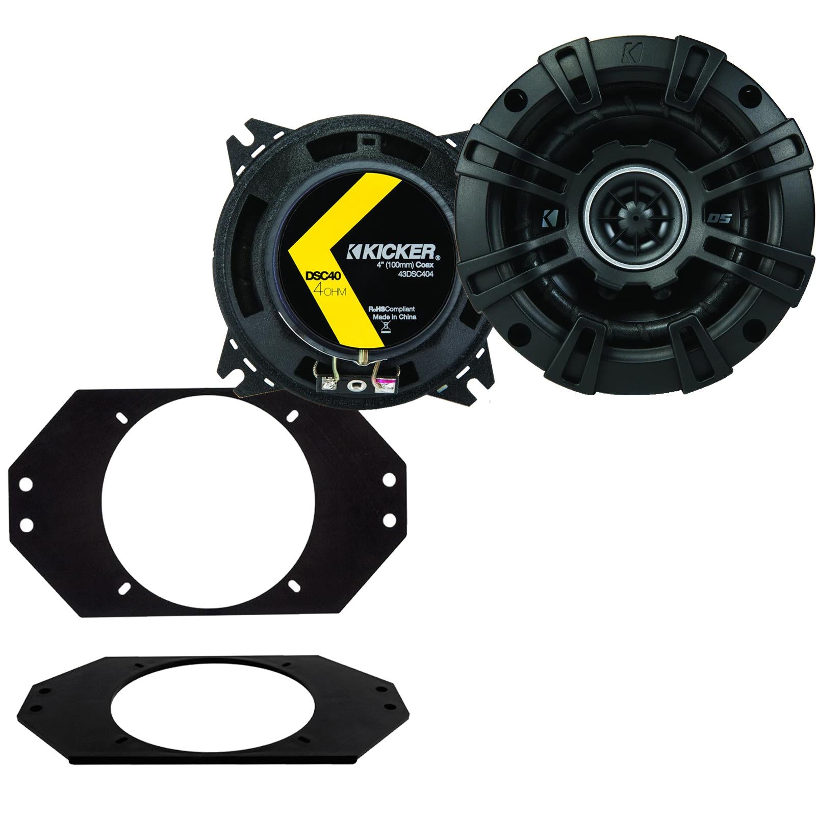 Kicker DSC404 100mm/10cm/4" 2-Way Coaxial Car speakers (Per Pair Max 240|60 watts RMS) Fits Jeep Wrangler 1997-06