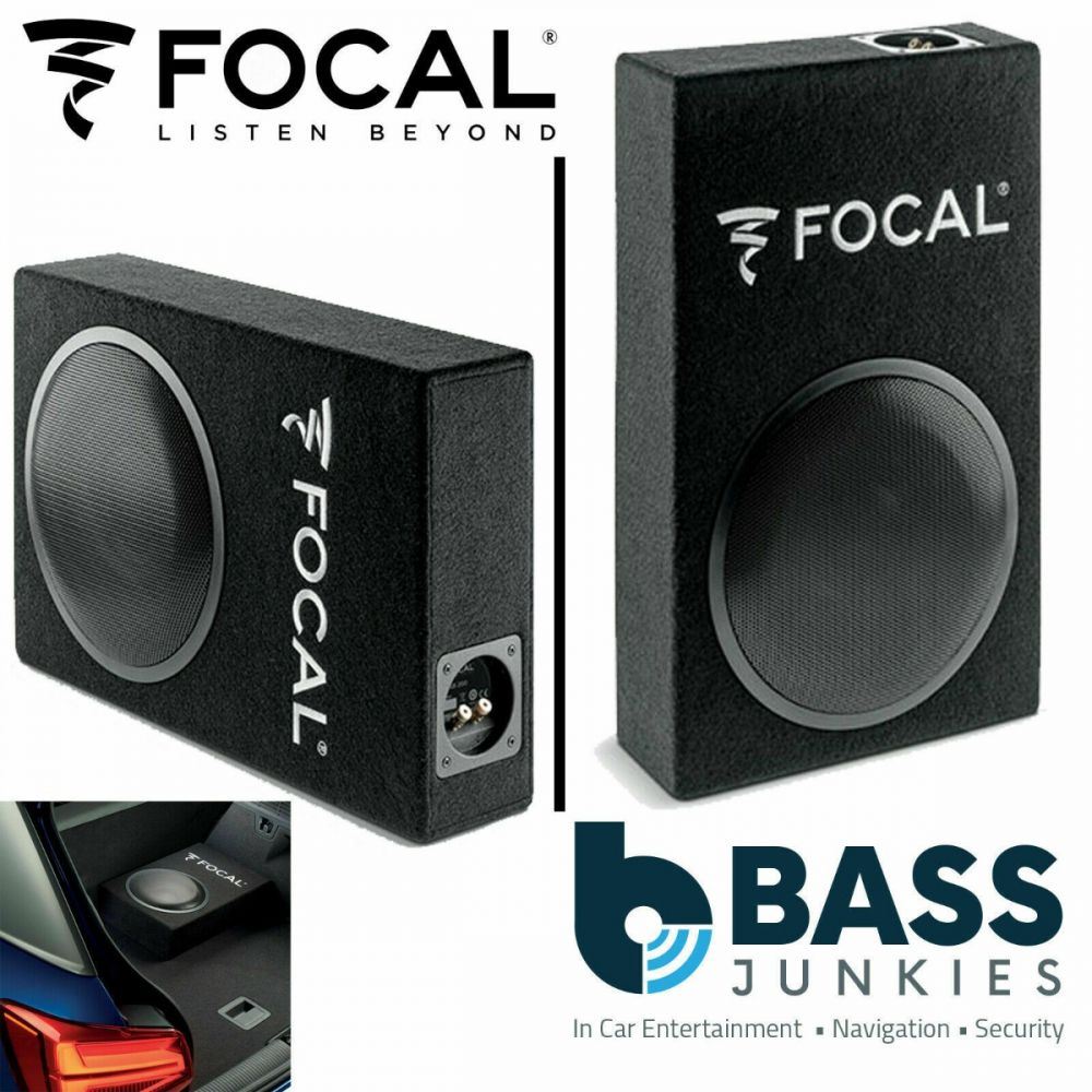 Focal 6.5" 280W 2-Way Component Car Speakers & 4 Channel Amplifier & 8" 250 Watts Bass Box Package