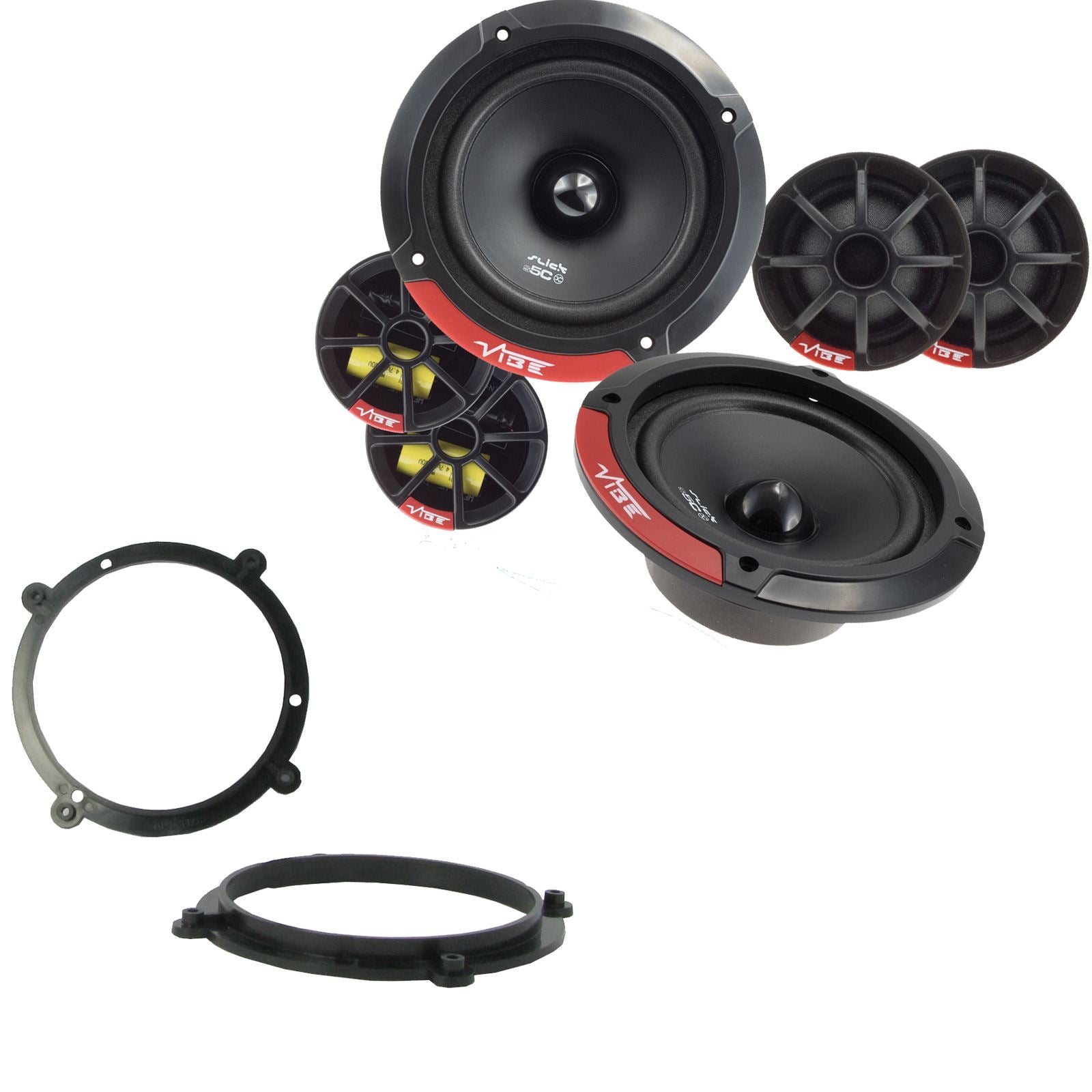 Vibe SLICK5C-V7 2-Way 130mm/13cm/5.25" Component Speakers (Per Pair 480 Watts) Fits Audi A3 1996-03
