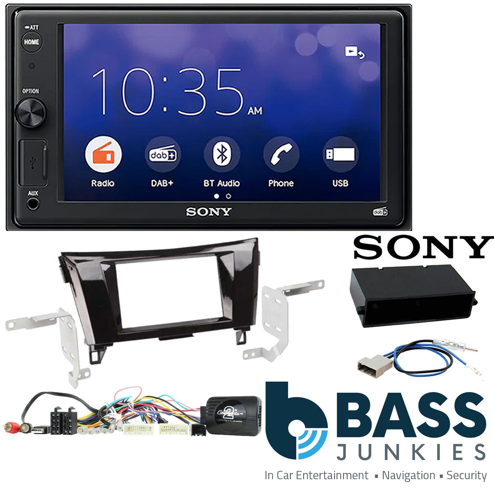 SONY XAV-1550D DAB+ Smart Bluetooth Car Radio + Stereo fitting kit + Steering Wheel Controls Loom for Nissan Qashqai 2014-2017 | Nissan X-Trail 2014-2017