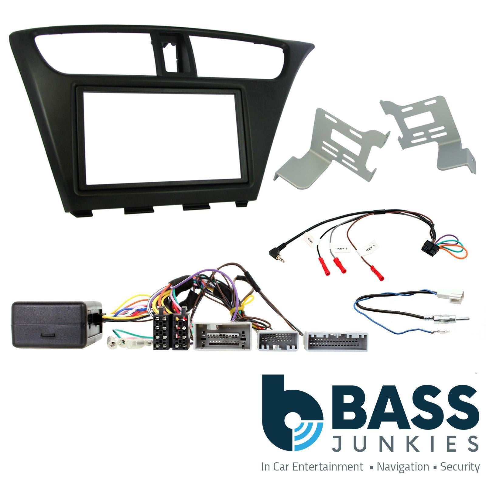 Connects 2 CTKHD06 - Honda Civic 2012 - 2015 Double Din Facia & Steering wheel Interface Fitting Installation Kit (Black Facia Panel)