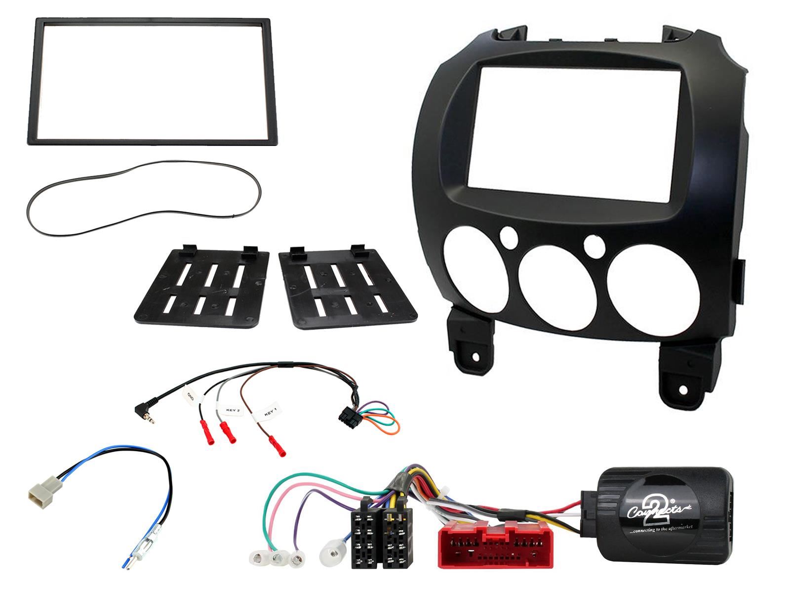 SONY 6.2" Screen Blutooth Double Din Stereo Fitting Kit + Steering Wheel Stalk Controls to fit Mazda 2 2008-14