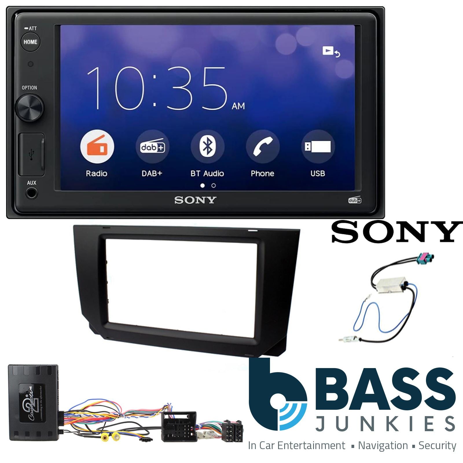 SONY XAV-1550D DAB+ Smart Bluetooth Car Radio + Stereo fitting kit + Steering Wheel Controls Loom for Seat Arona 2017-2021 | Seat Ibiza	KJ 2017-2021