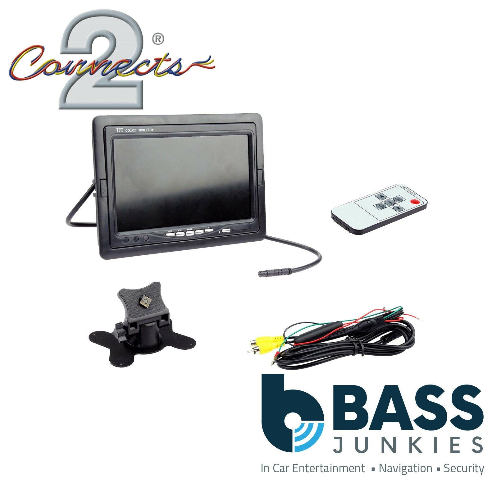 Connects2 RVM7 7" TFT Colour Monitor with Head Rest Shell, Dash Mount Bracket, Remote Control & 6m RCA Extension Lead
