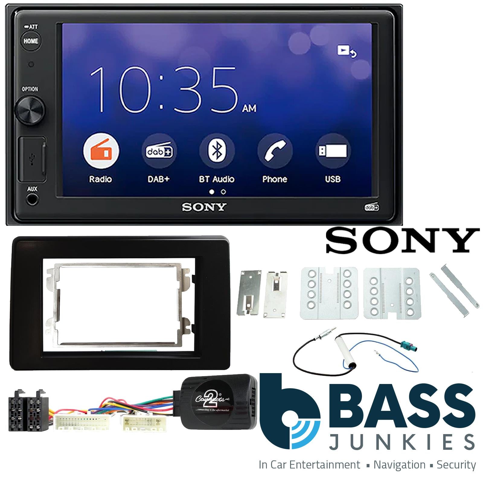 SONY 6.2" Screen Blutooth Double Din Stereo Fitting Kit + Steering Wheel Stalk Controls to fit Renault Master 2020- | Nissan NV400 2020- | Opel Movano 2020- | Vauxhall Movano 2020-