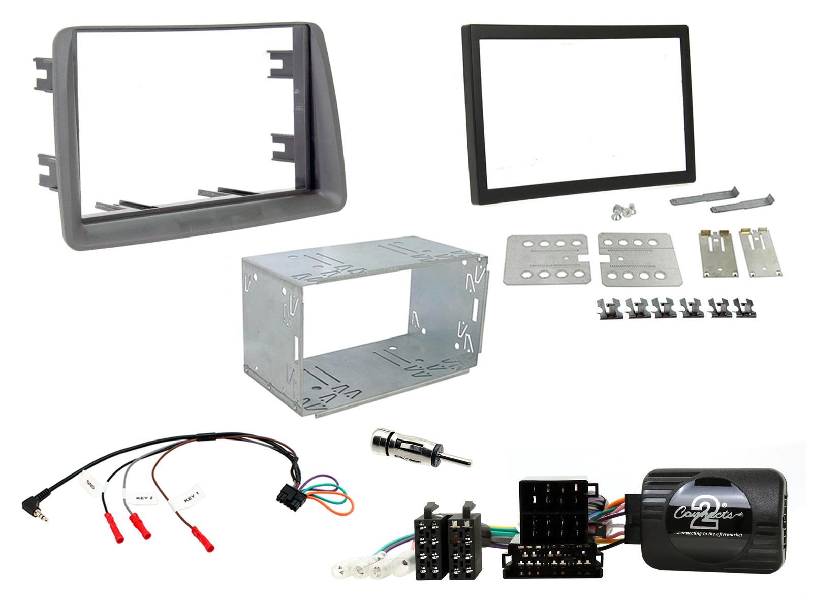 SONY 6.2" Screen Blutooth Double Din Stereo Fitting Kit + Steering Wheel Stalk Controls to fit Fiat Panda 2003-12