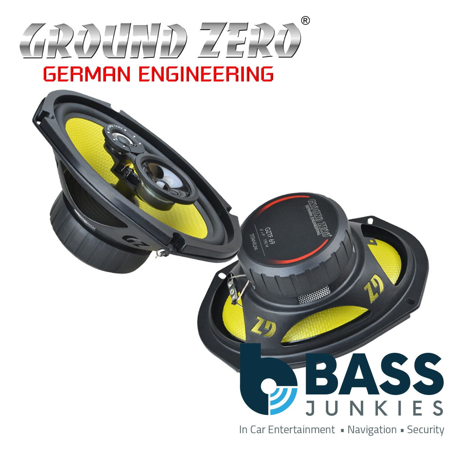 Ground Zero GZTF 69 - 6" x 9" Inch ( 15 x 23cm ) 190 Watts 3-Ohm 3-Way Coaxial Car Speakers