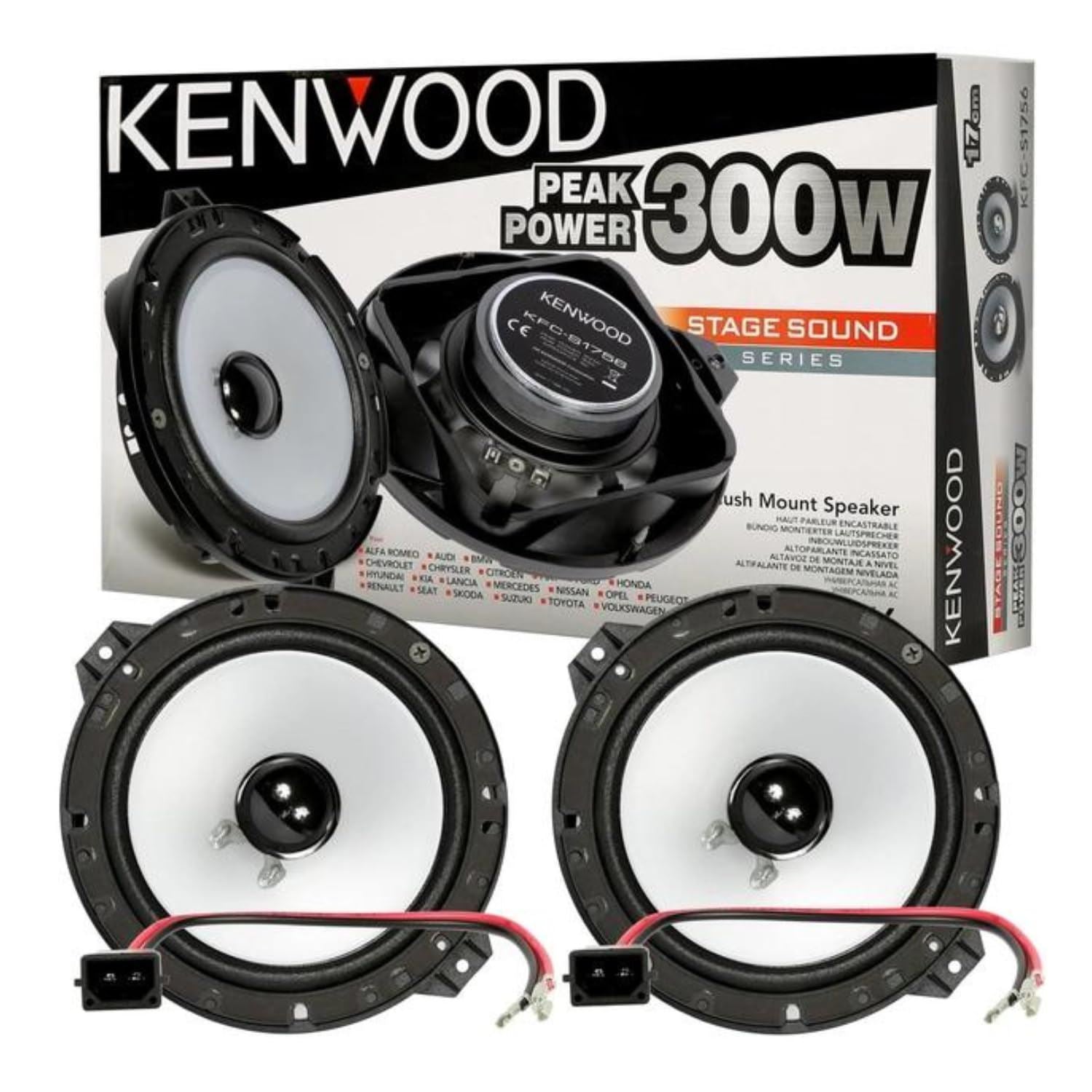 Kenwood KFC-S1756 - 6.5" 17cm 500 Watts Coaxial Dual Cone Door Dash Car Speakers