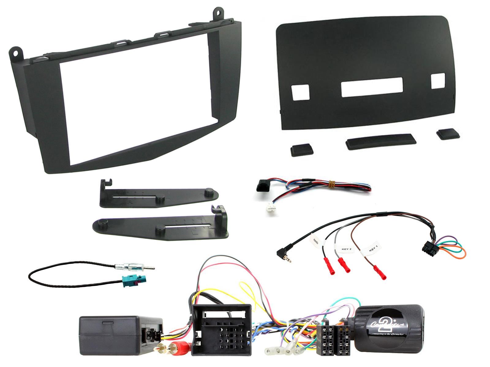 SONY 6.2" Screen Blutooth Double Din Stereo Fitting Kit + Steering Wheel Stalk Controls to fit Mercedes C-Class 2007-11