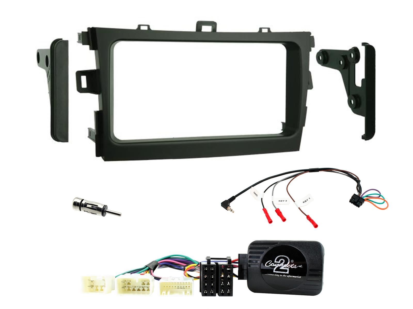 Grundig 6.8" Apple Android Double Din Stereo Fitting Kit + Steering Wheel Stalk Controls to fit Toyota Corolla 2009-11