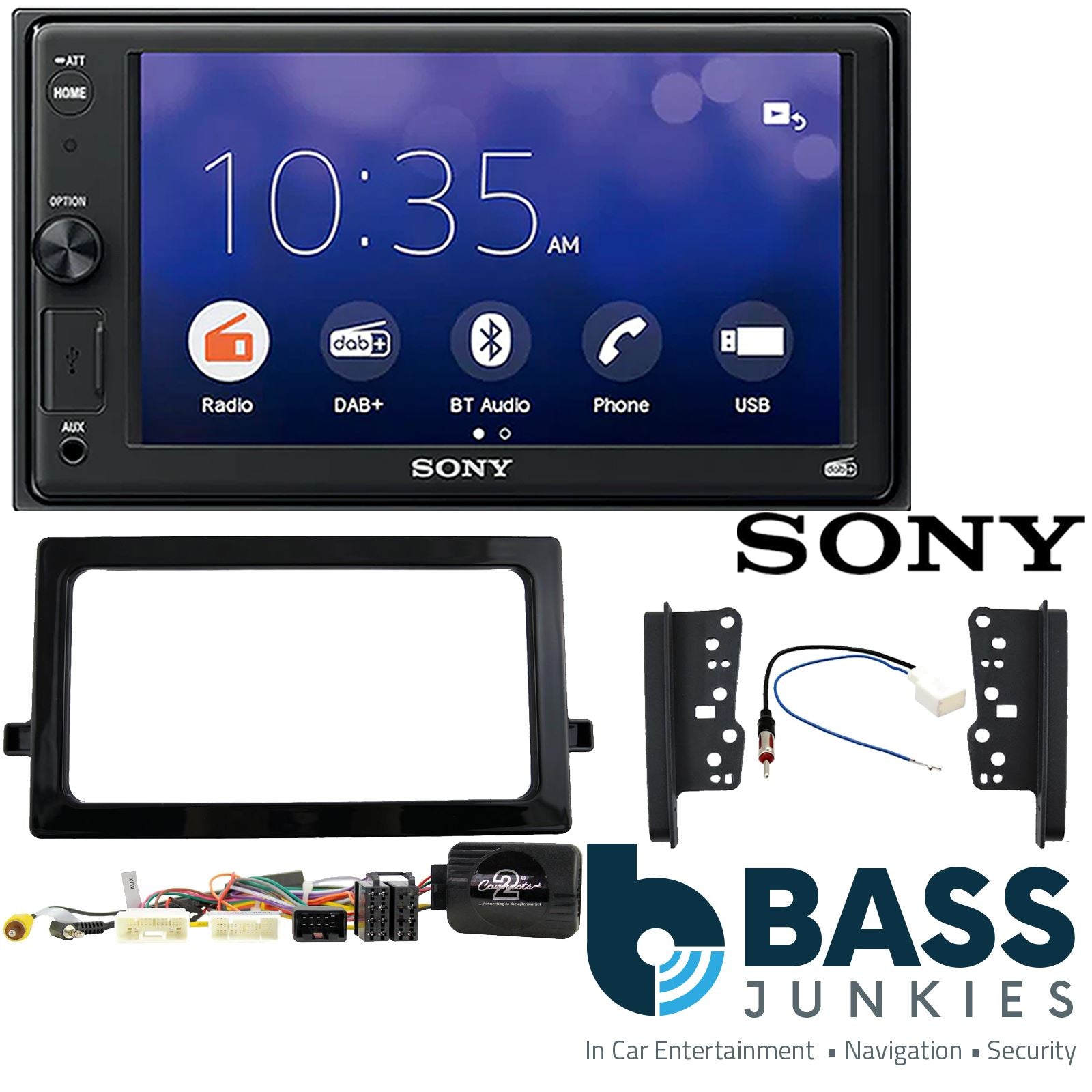 SONY 6.2" Screen Blutooth Double Din Stereo Fitting Kit + Steering Wheel Stalk Controls to fit Toyota Prius 2016-