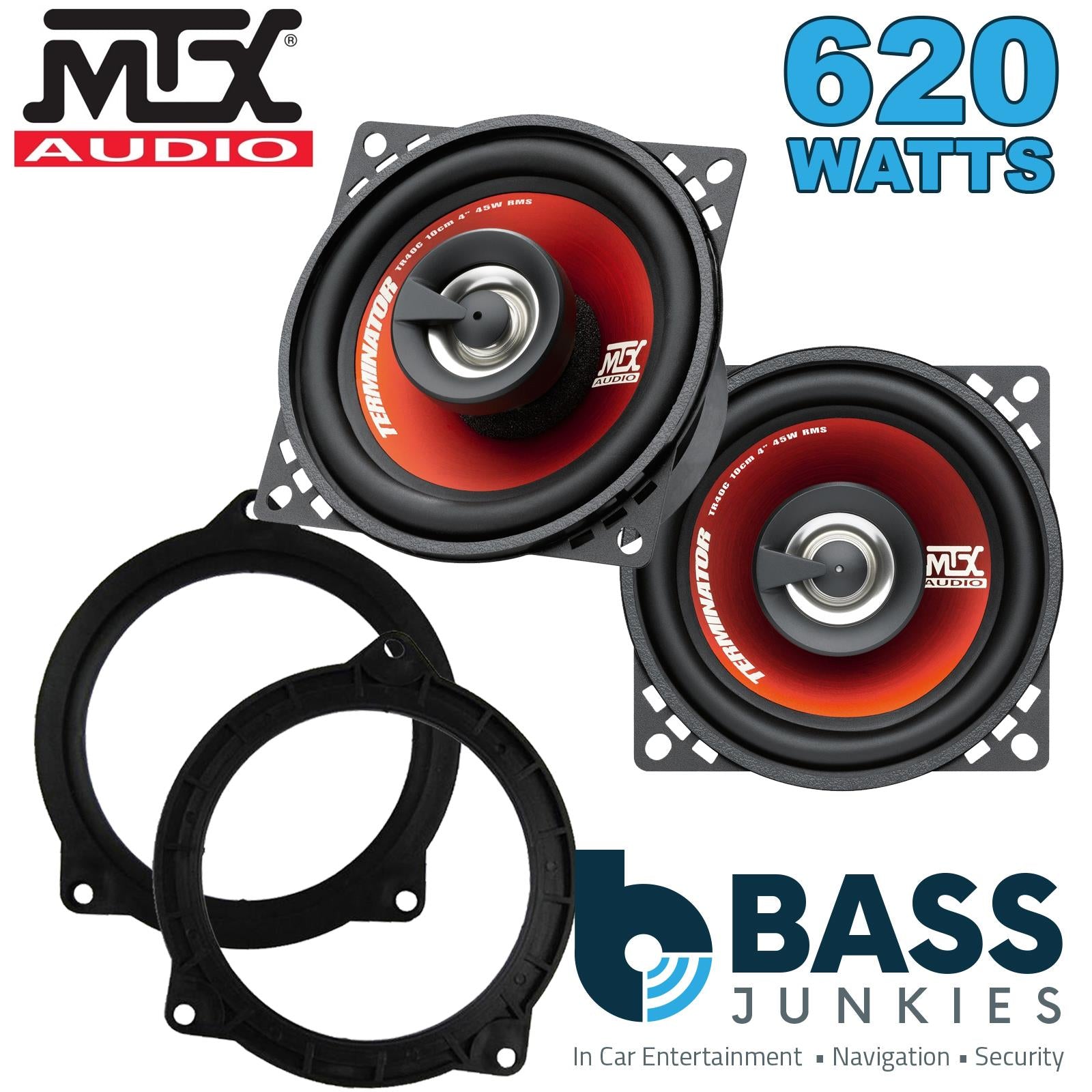 MTX TR40C 100mm/10cm/4" 2-Way Coaxial Car speakers (Per Pair Max 620|90 watts RMS) Fits BMW 5-Series 2011-17
